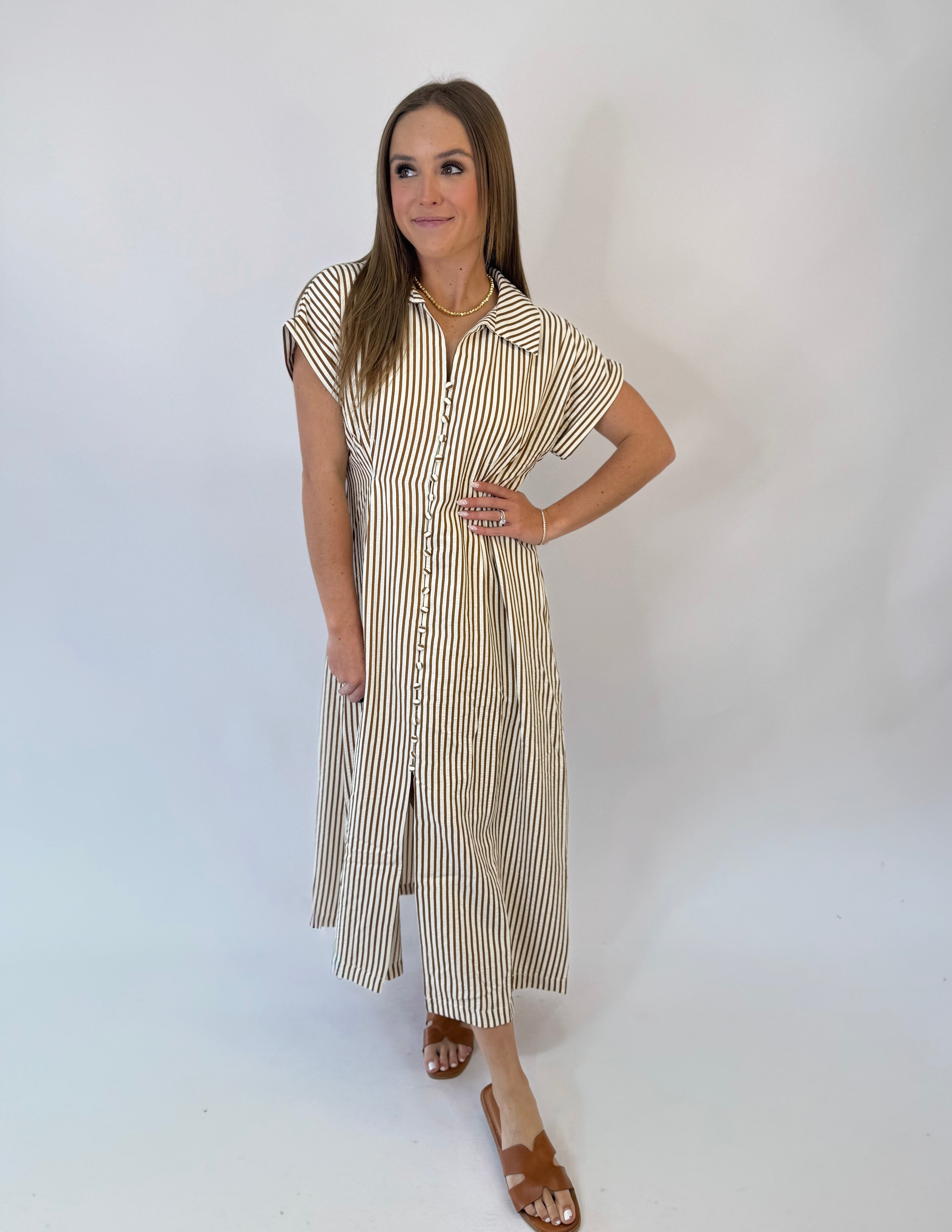 Caramel Stripe Midi Dress