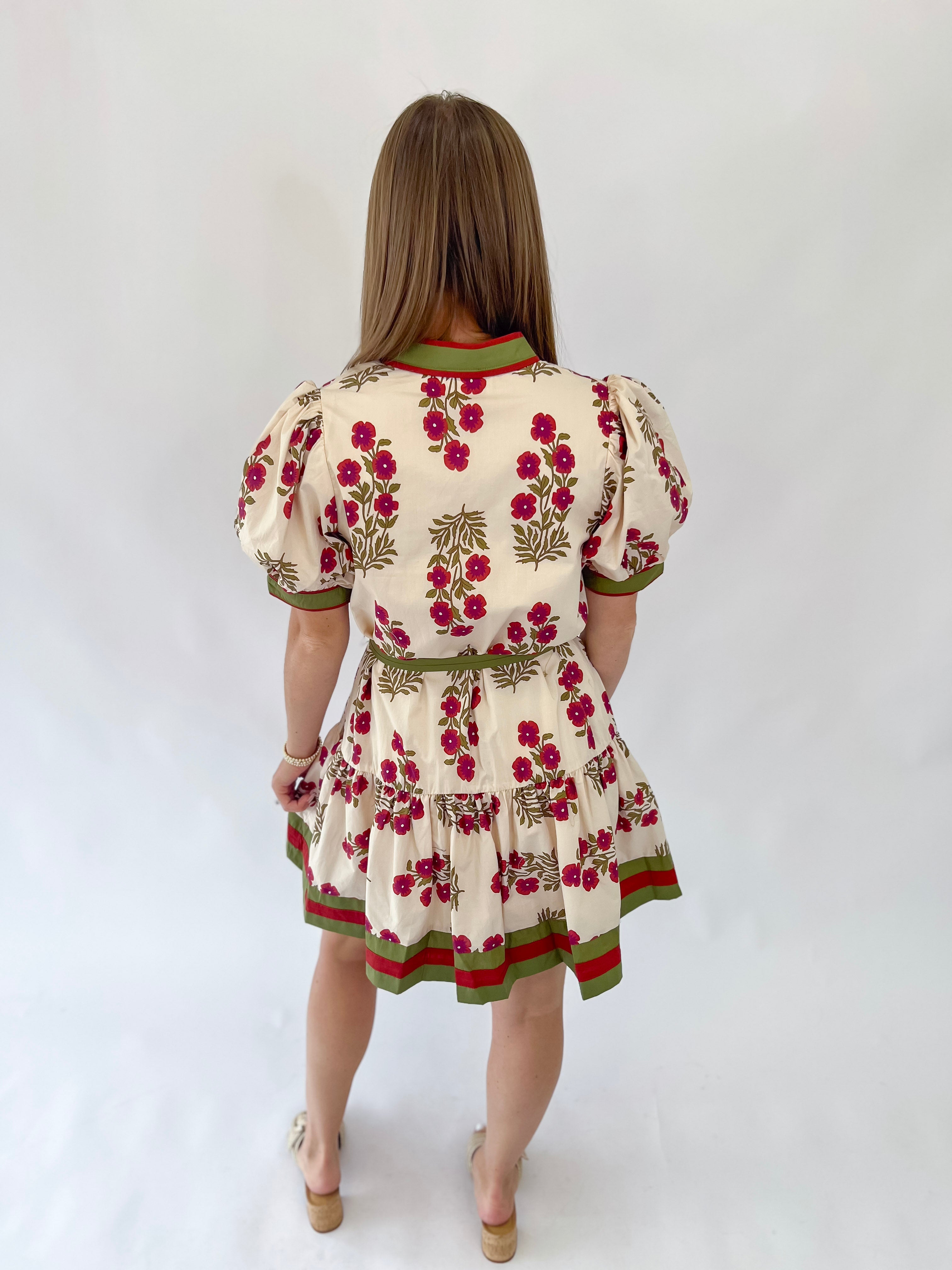 Festive Floral Print Dress