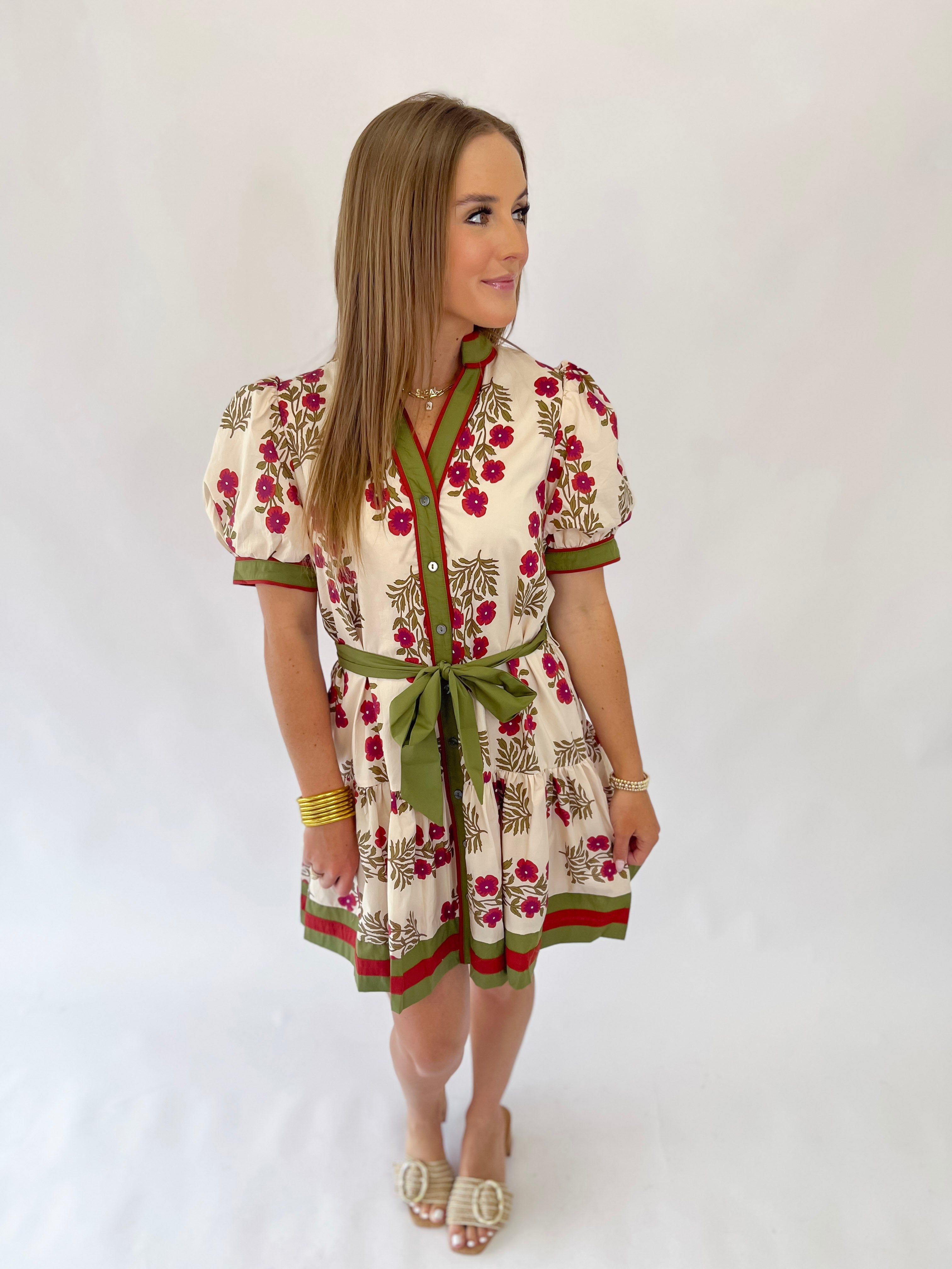 Festive Floral Print Dress