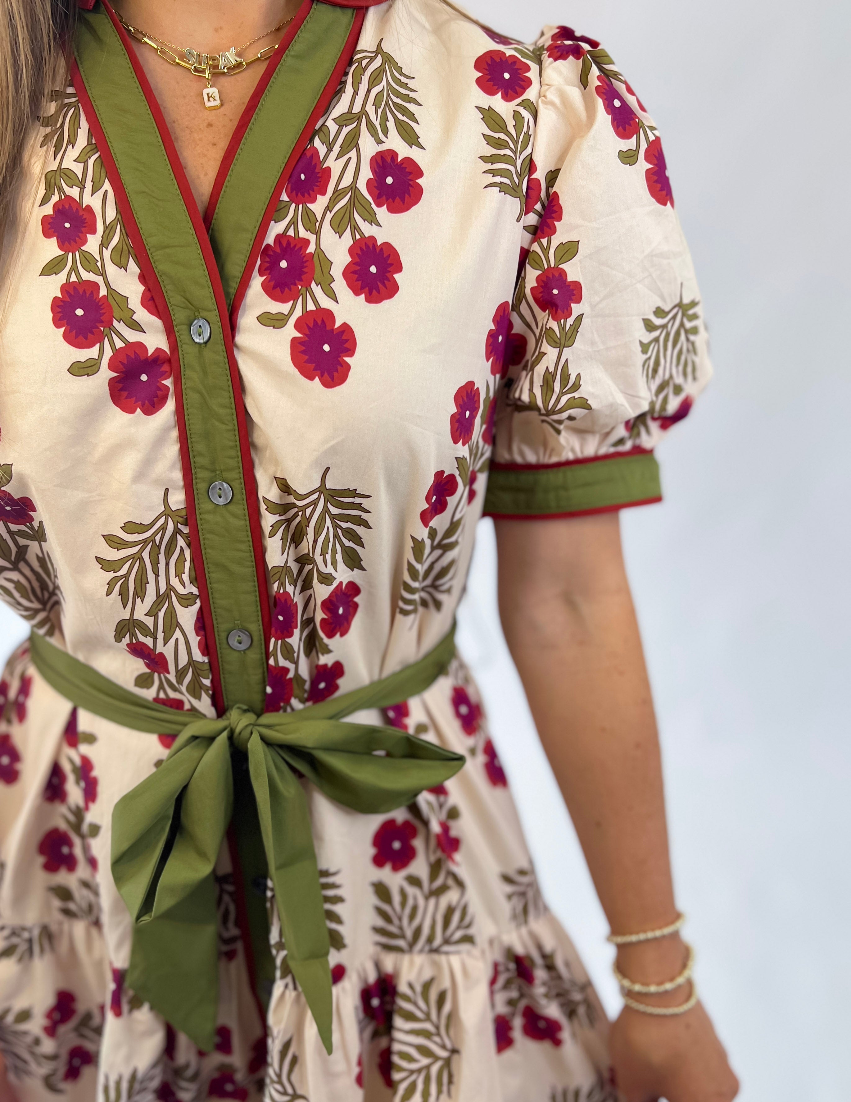 Festive Floral Print Dress