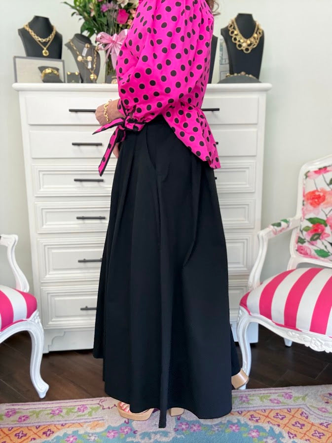 Margo Classic Poplin Midi Skirt-Black