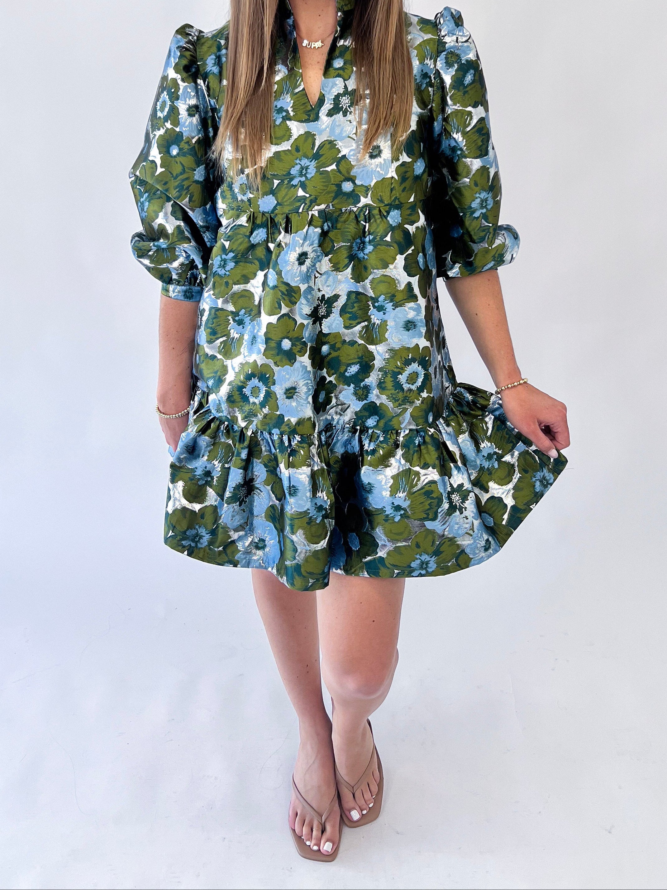 [Brianna Cannon] Silver Meadows Bib Dress