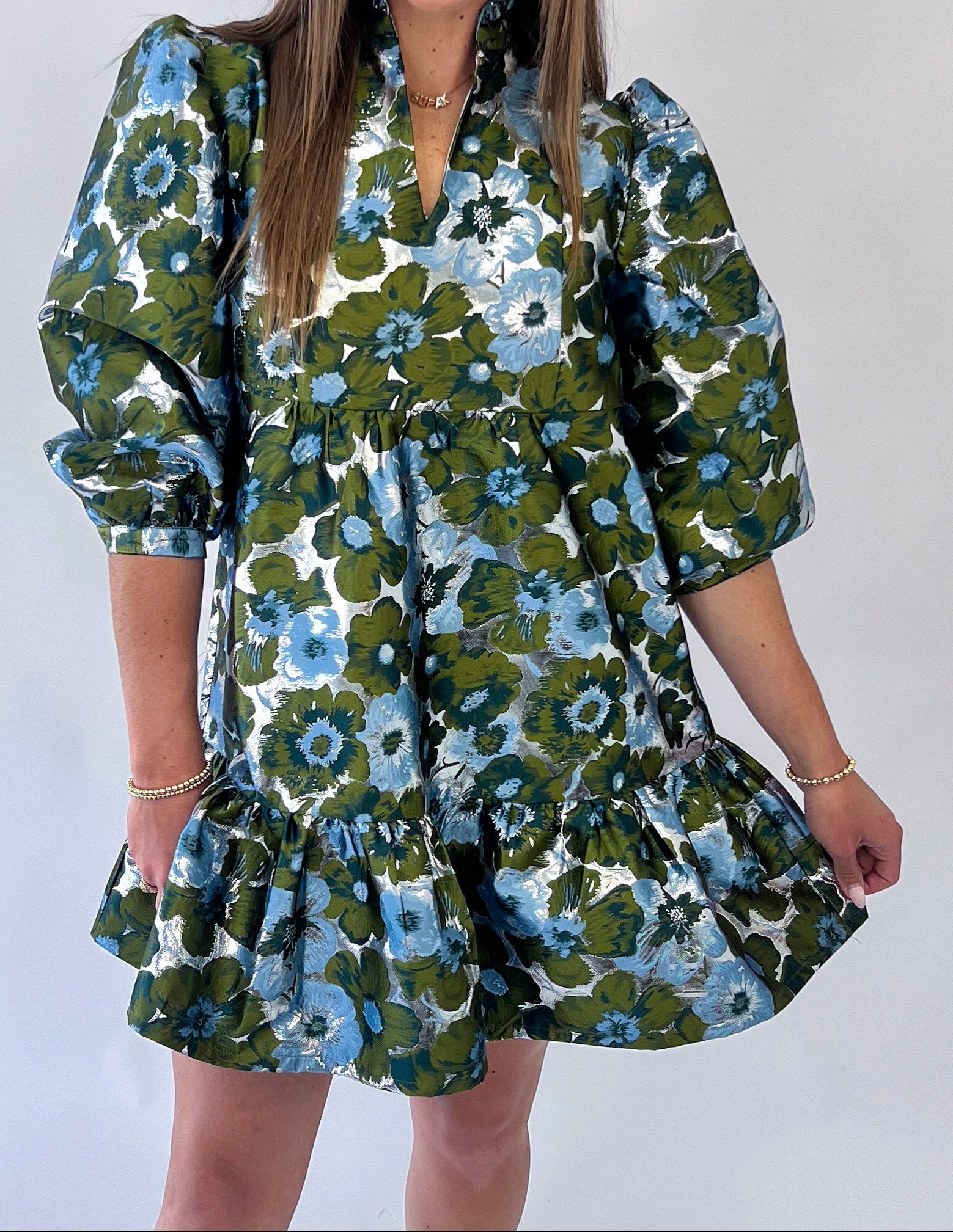 [Brianna Cannon] Silver Meadows Bib Dress