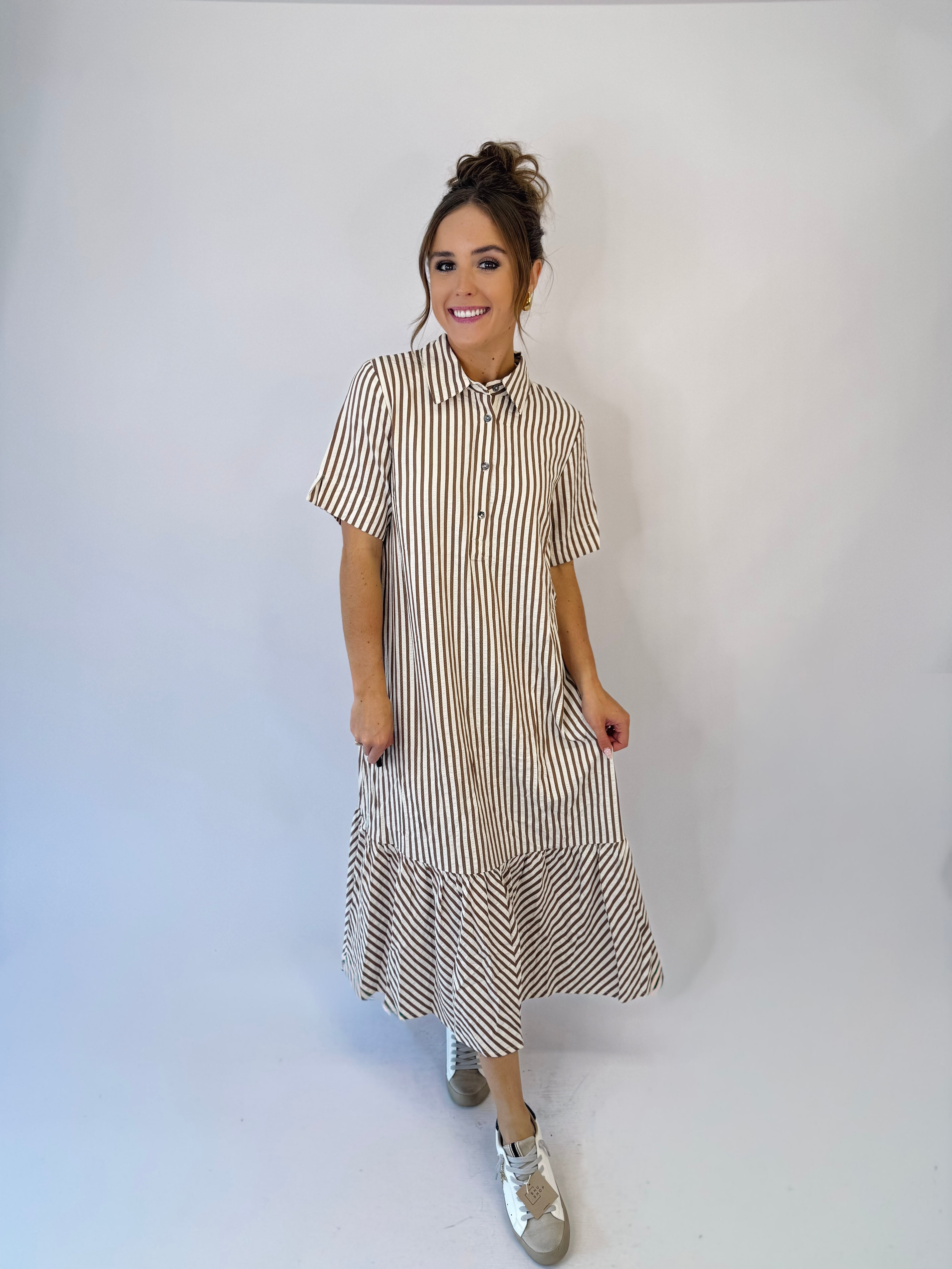 Mocha Seersucker Dress