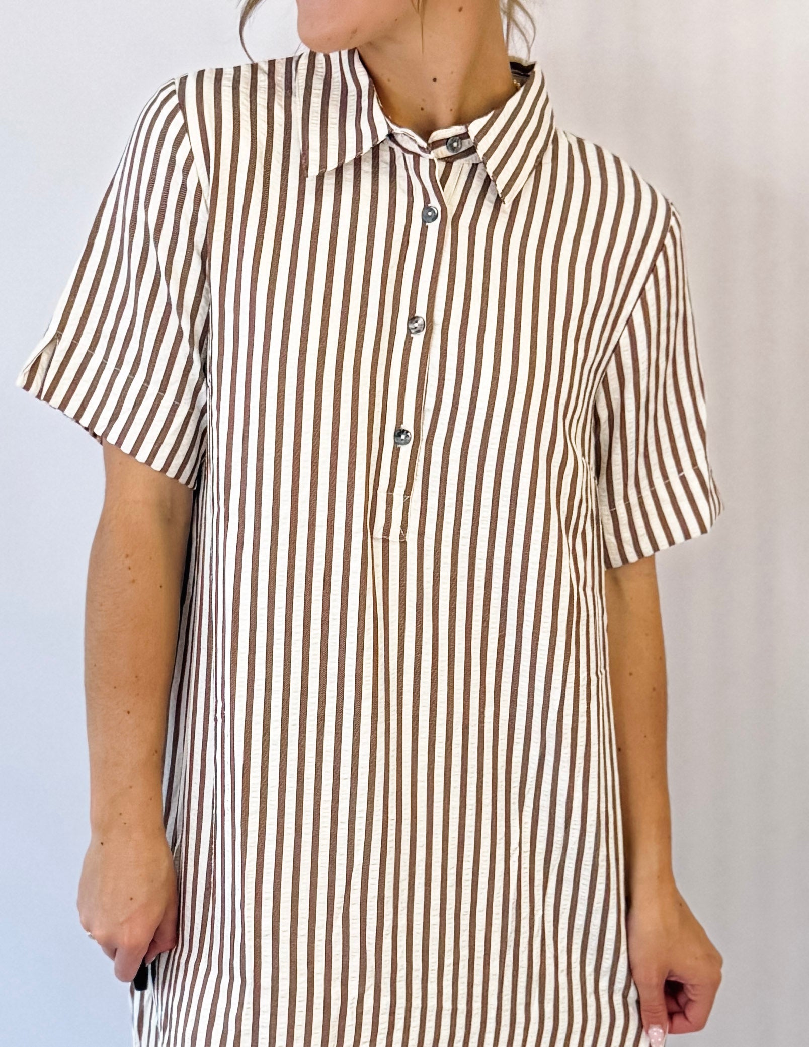 Mocha Seersucker Dress