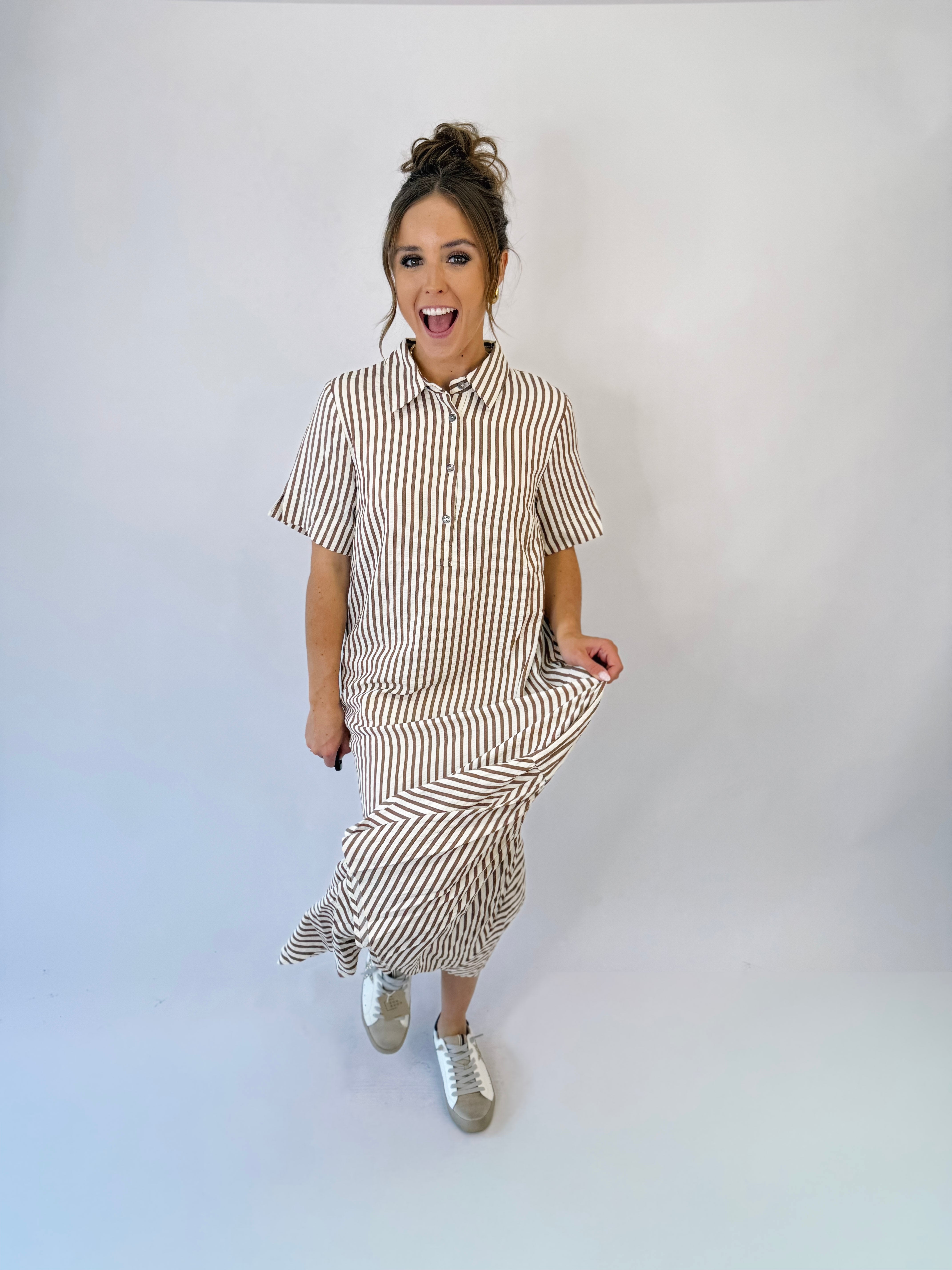 Mocha Seersucker Dress