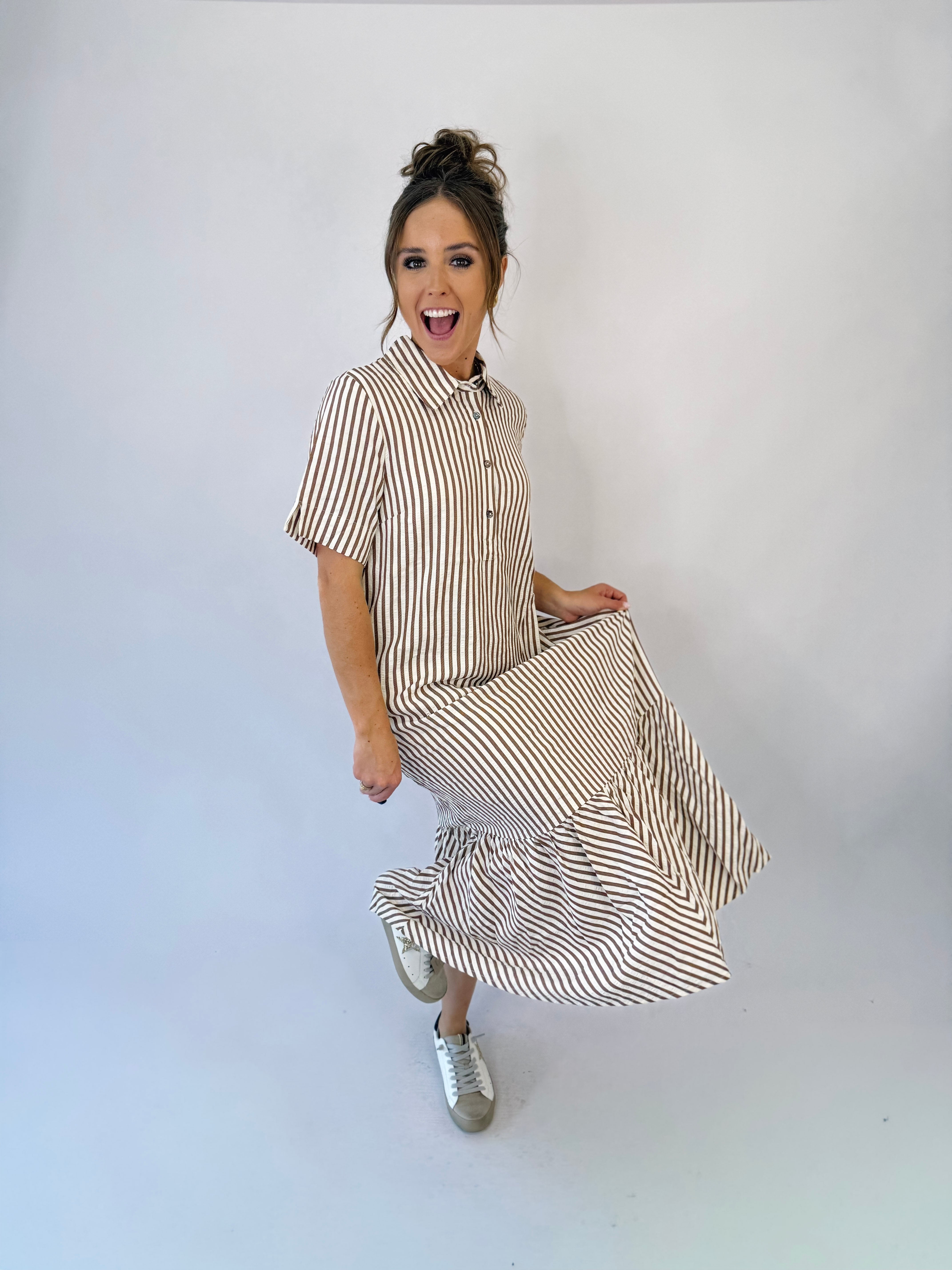 Mocha Seersucker Dress