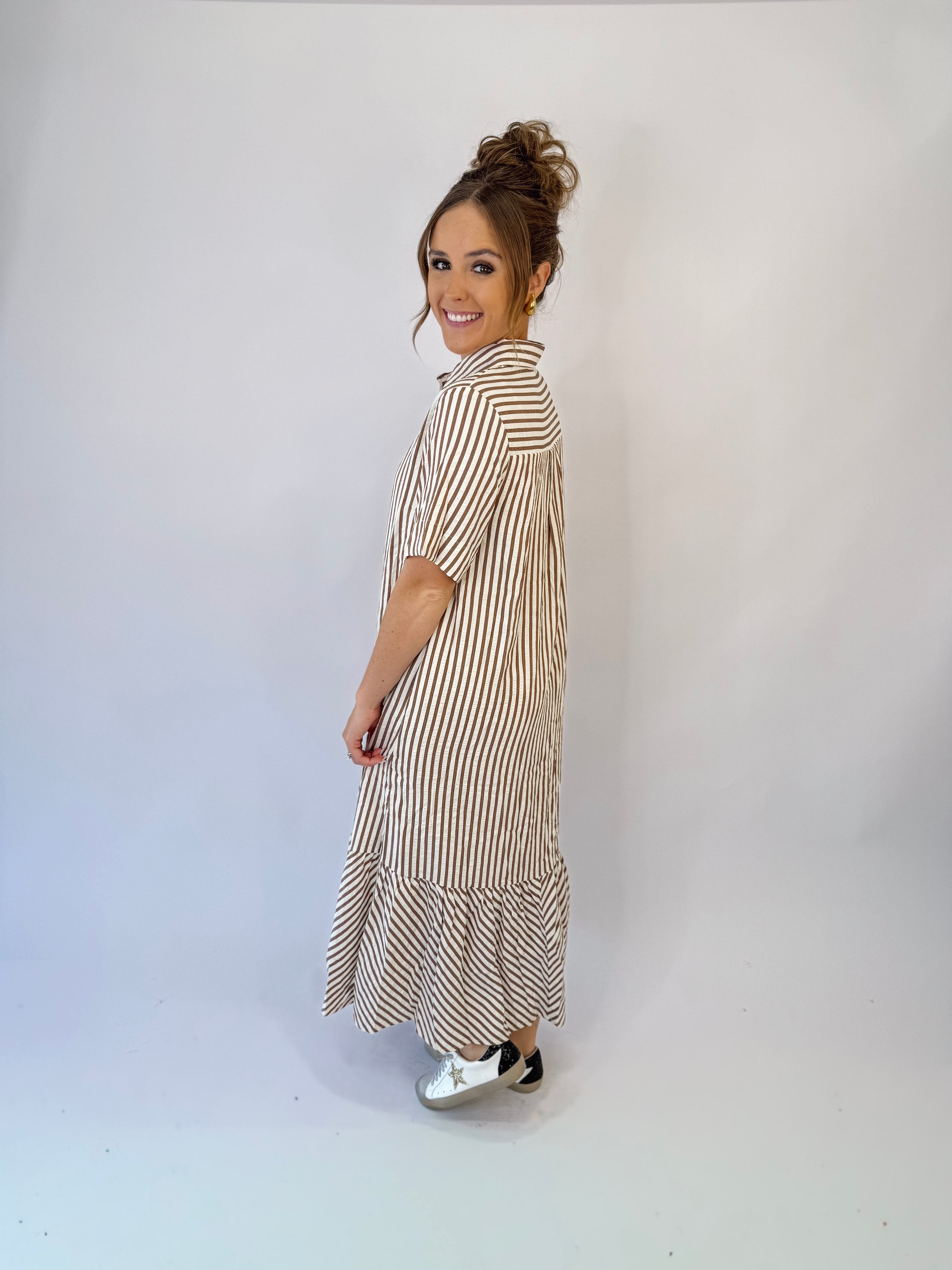 Mocha Seersucker Dress