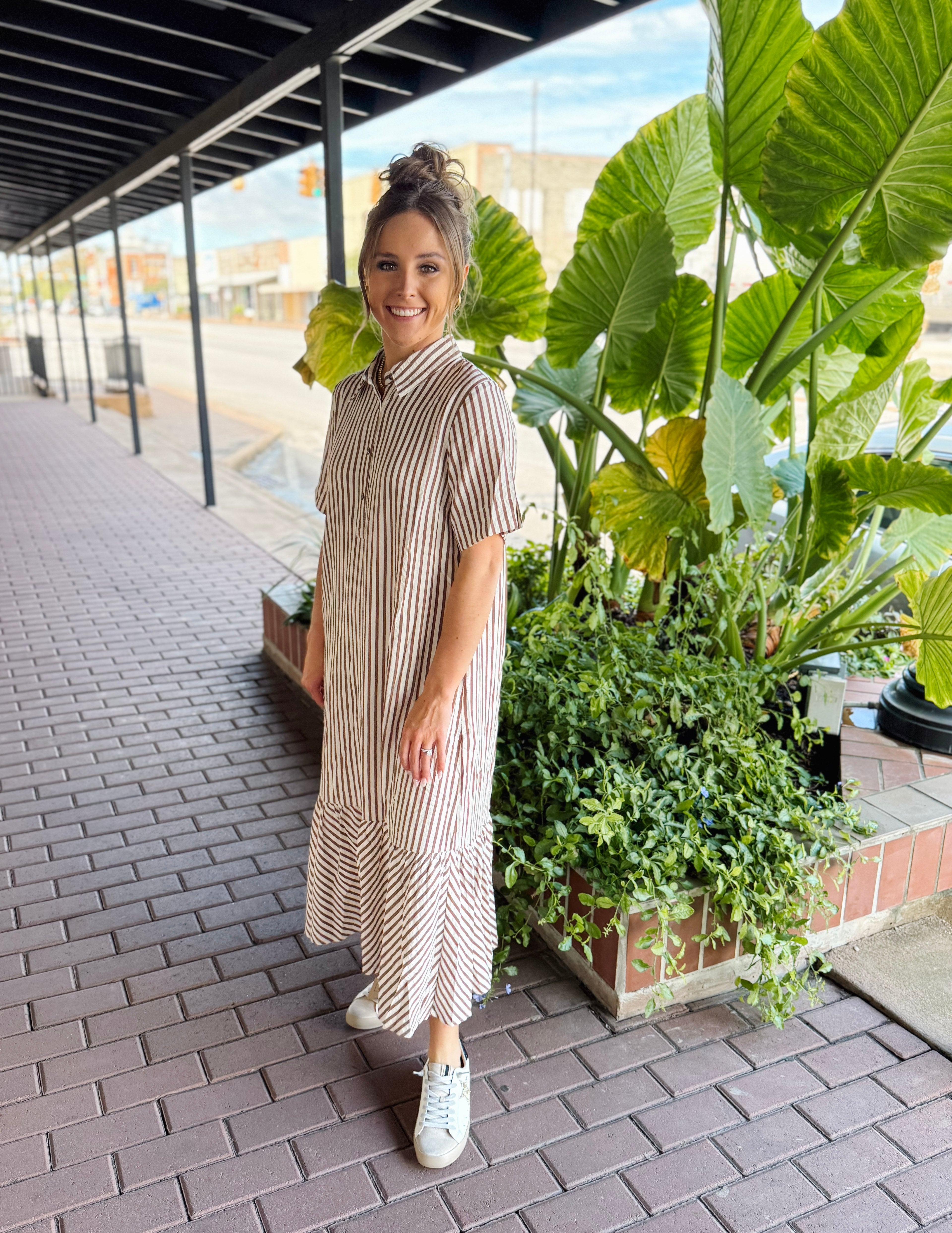 Mocha Seersucker Dress