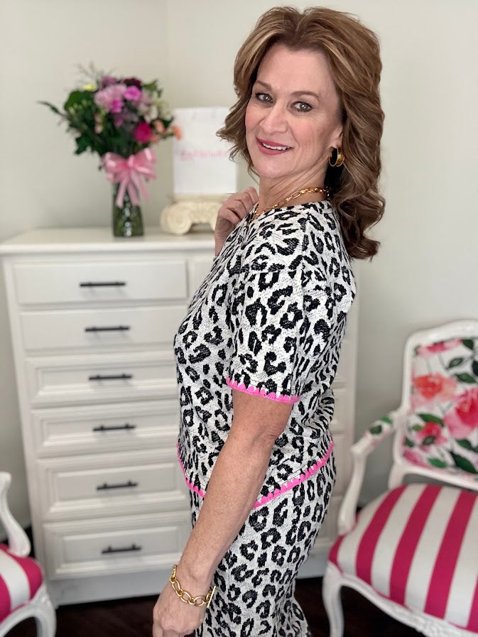 Lepard Knit Top