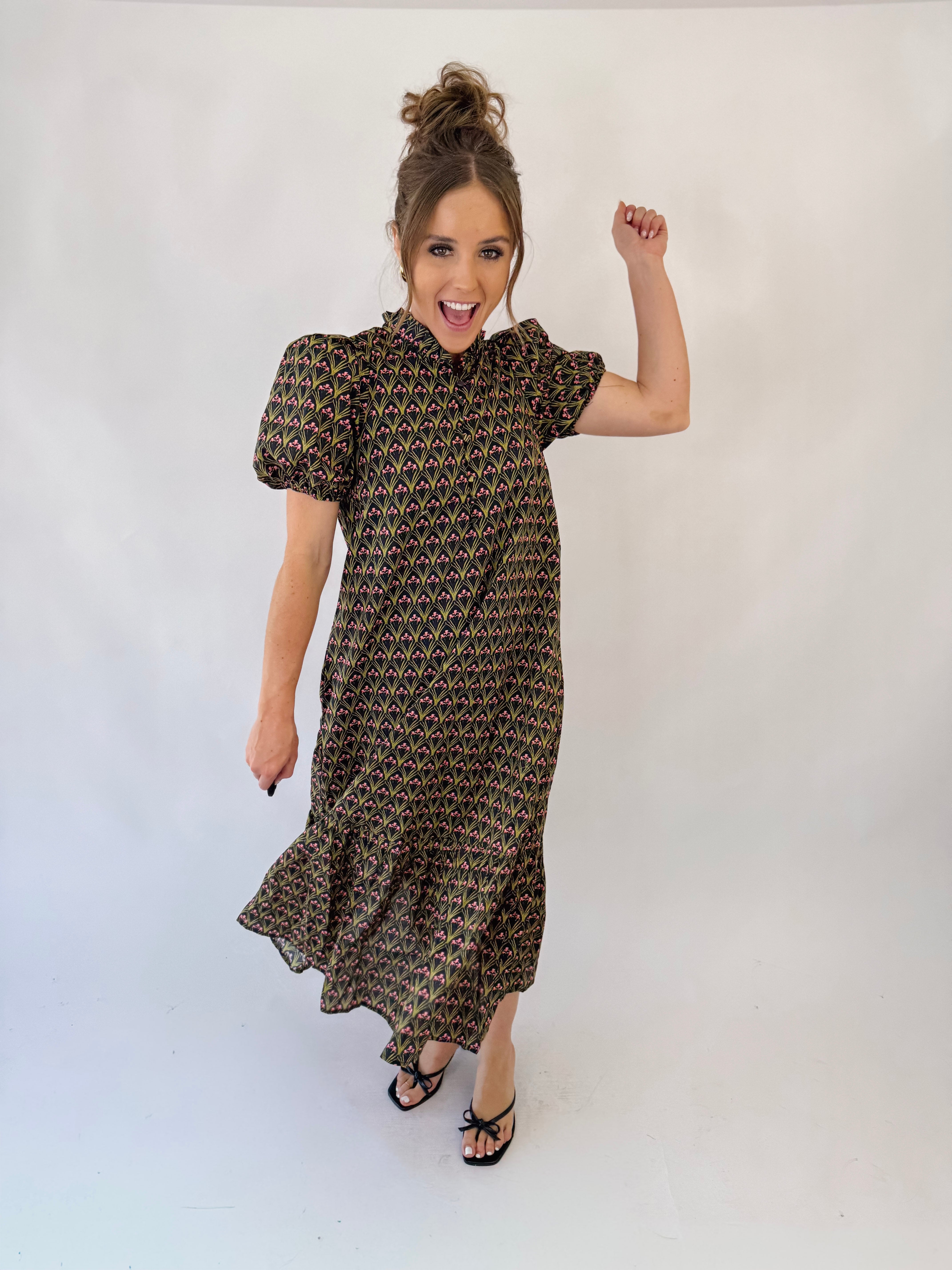 Midnight Garden Midi Dress