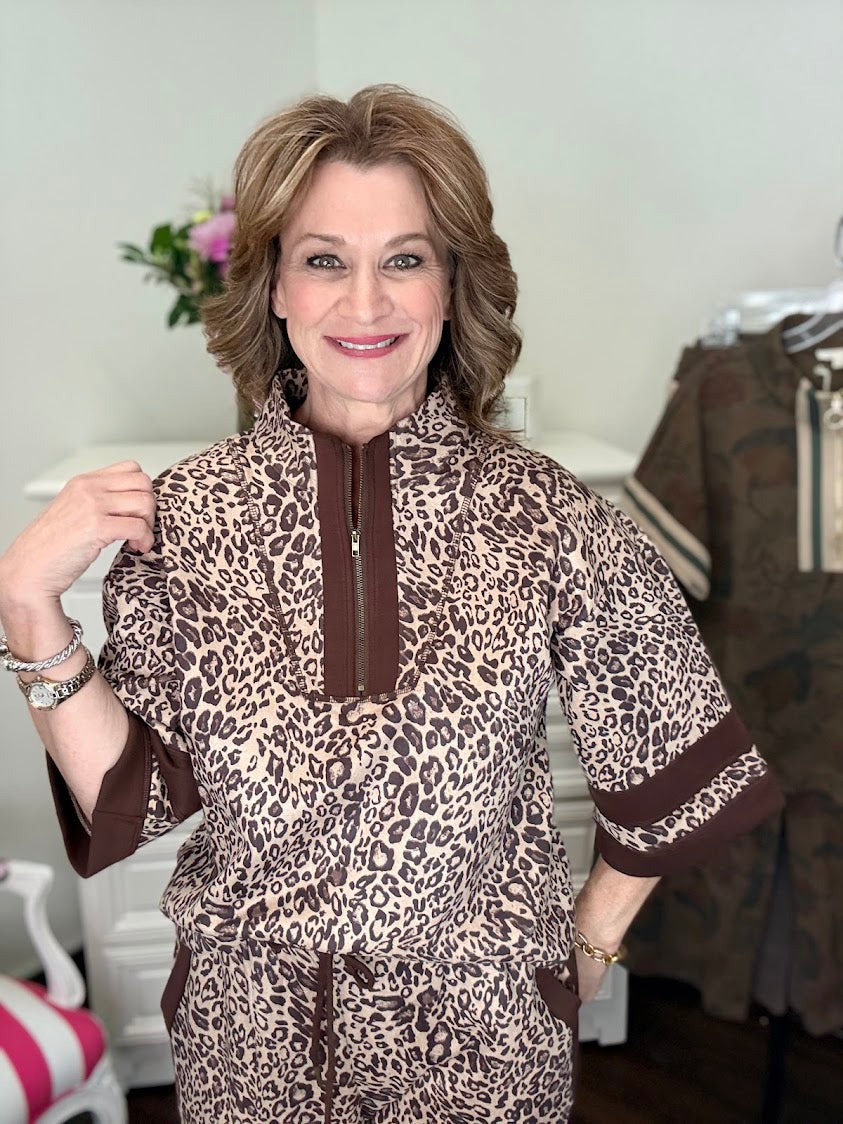 Untamed Leopard Faux Suede Top-Beige