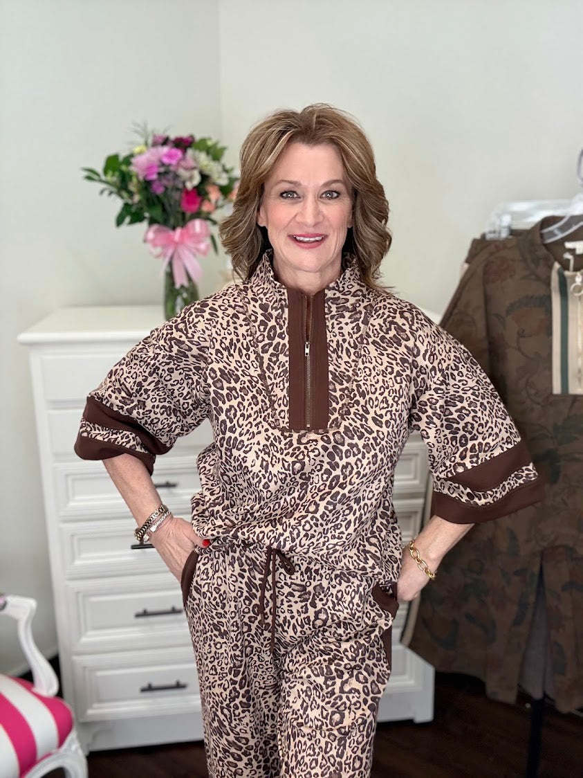 Untamed Leopard Faux Suede Top-Beige