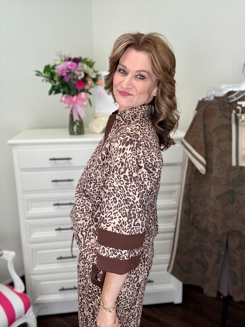Untamed Leopard Faux Suede Top-Beige