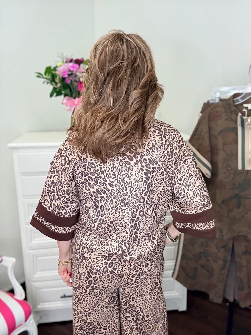 Untamed Leopard Faux Suede Top-Beige