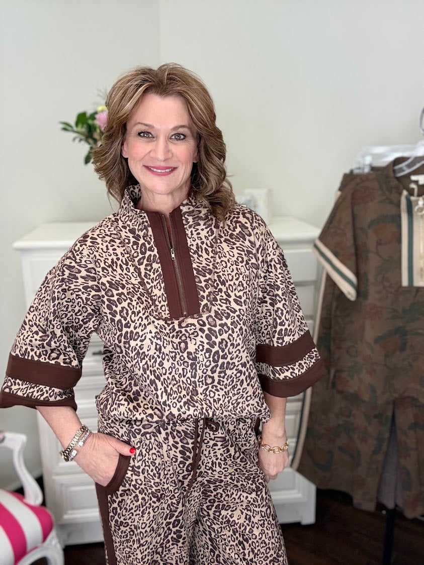 Untamed Leopard Faux Suede Top-Beige