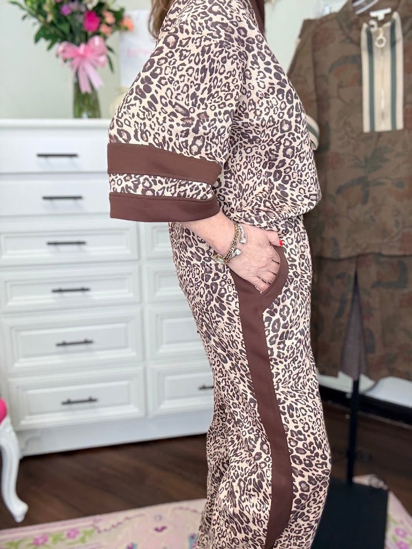 Untamed Leopard Faux Suede Pants-Beige