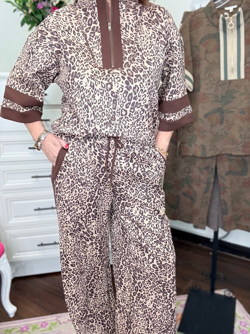 Untamed Leopard Faux Suede Pants-Beige