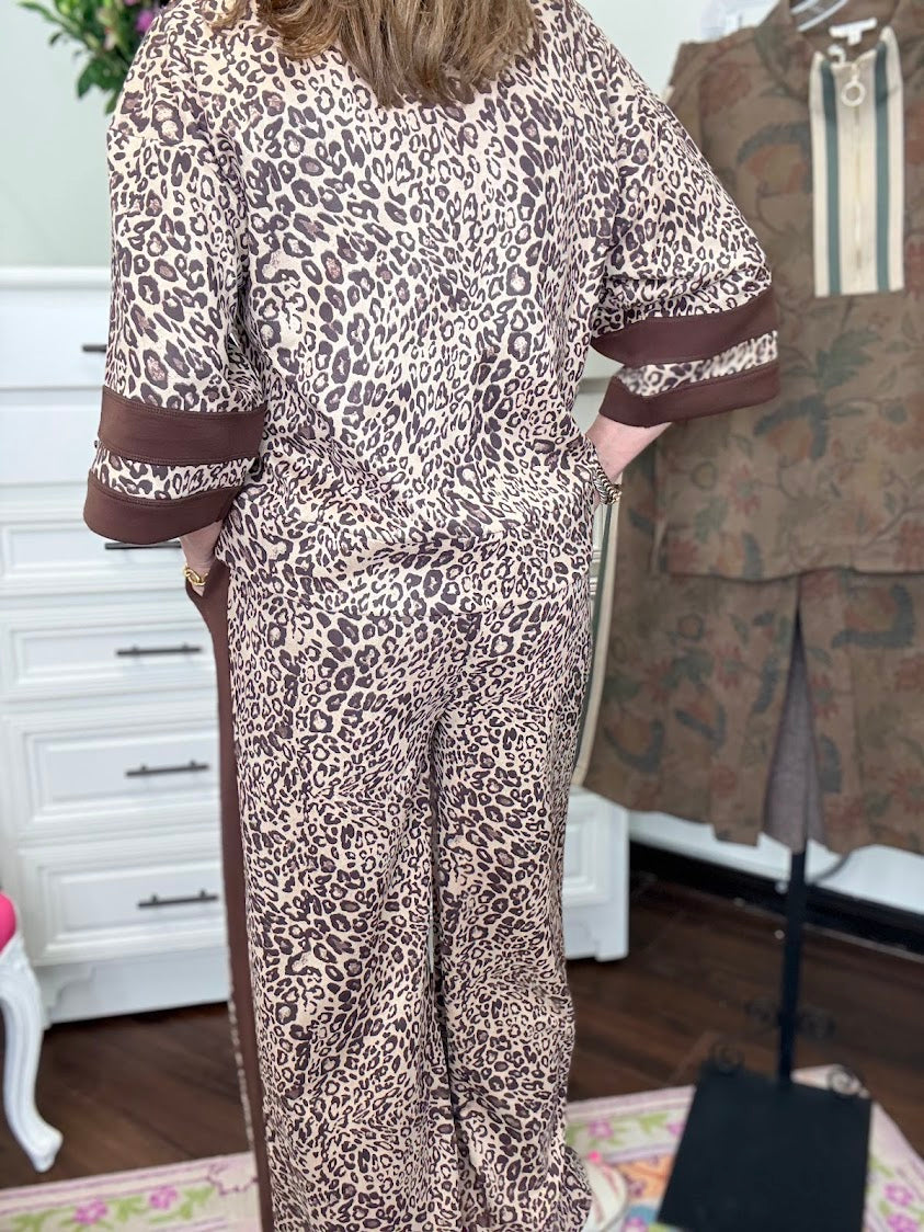 Untamed Leopard Faux Suede Pants-Beige