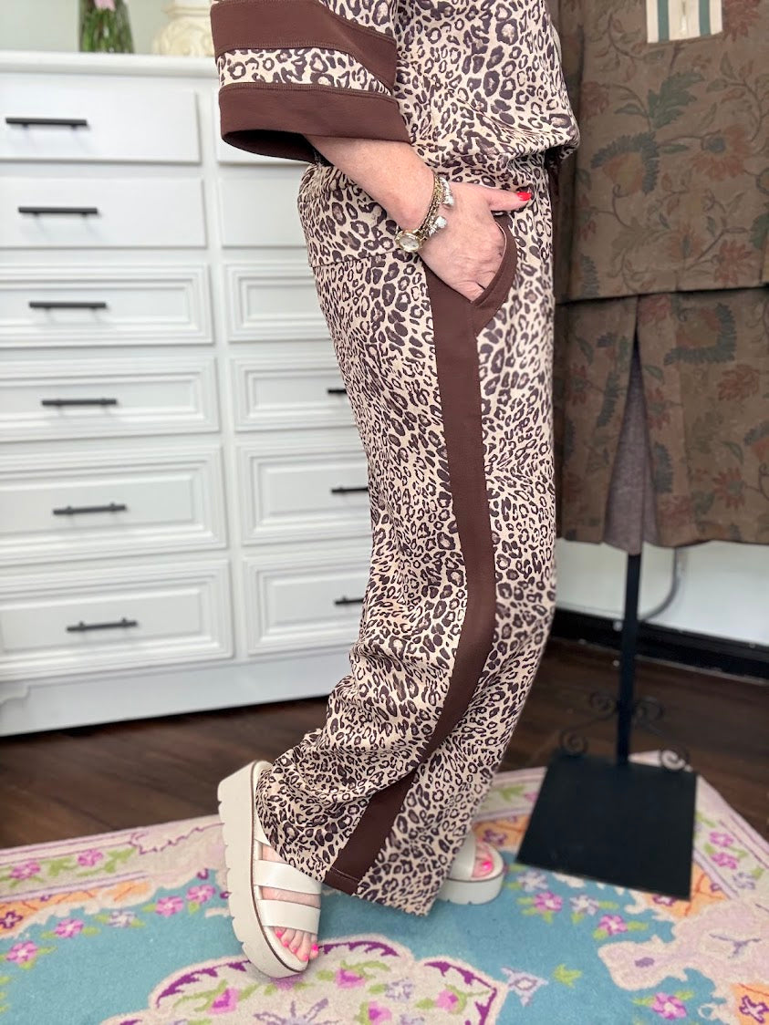 Untamed Leopard Faux Suede Pants-Beige