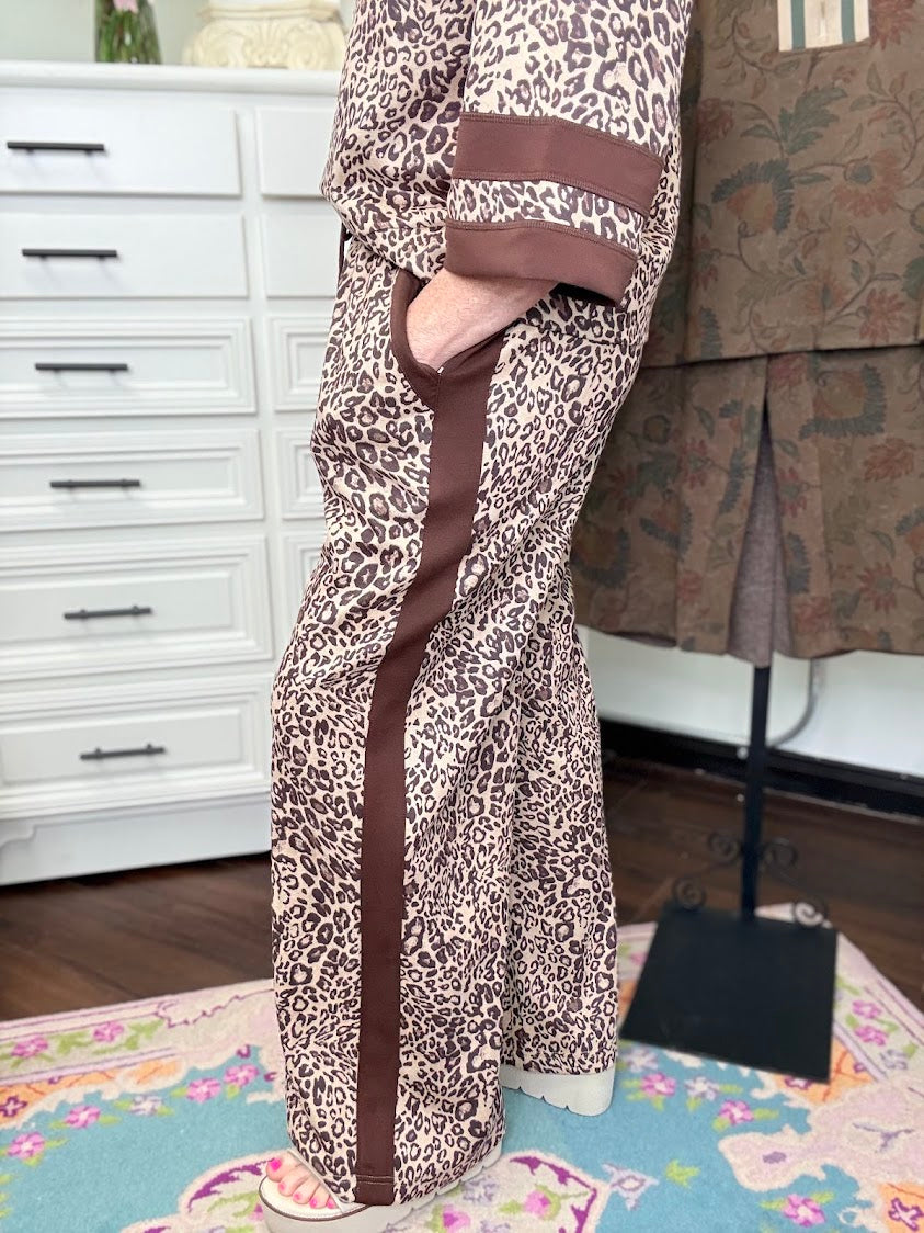 Untamed Leopard Faux Suede Pants-Beige
