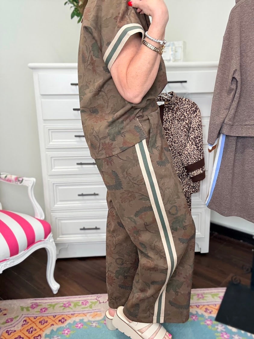 Autumn Bloom Wide Leg Pant-Brown