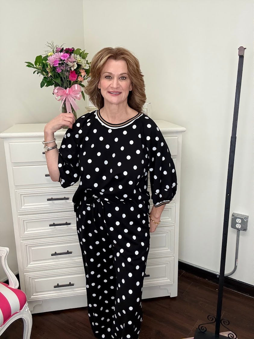 On The Go Polka Dot Set-Black