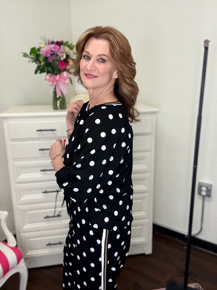 On The Go Polka Dot Set-Black
