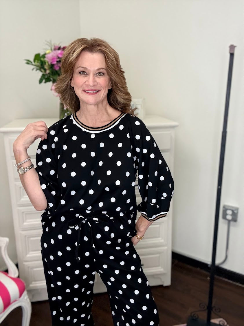 On The Go Polka Dot Set-Black