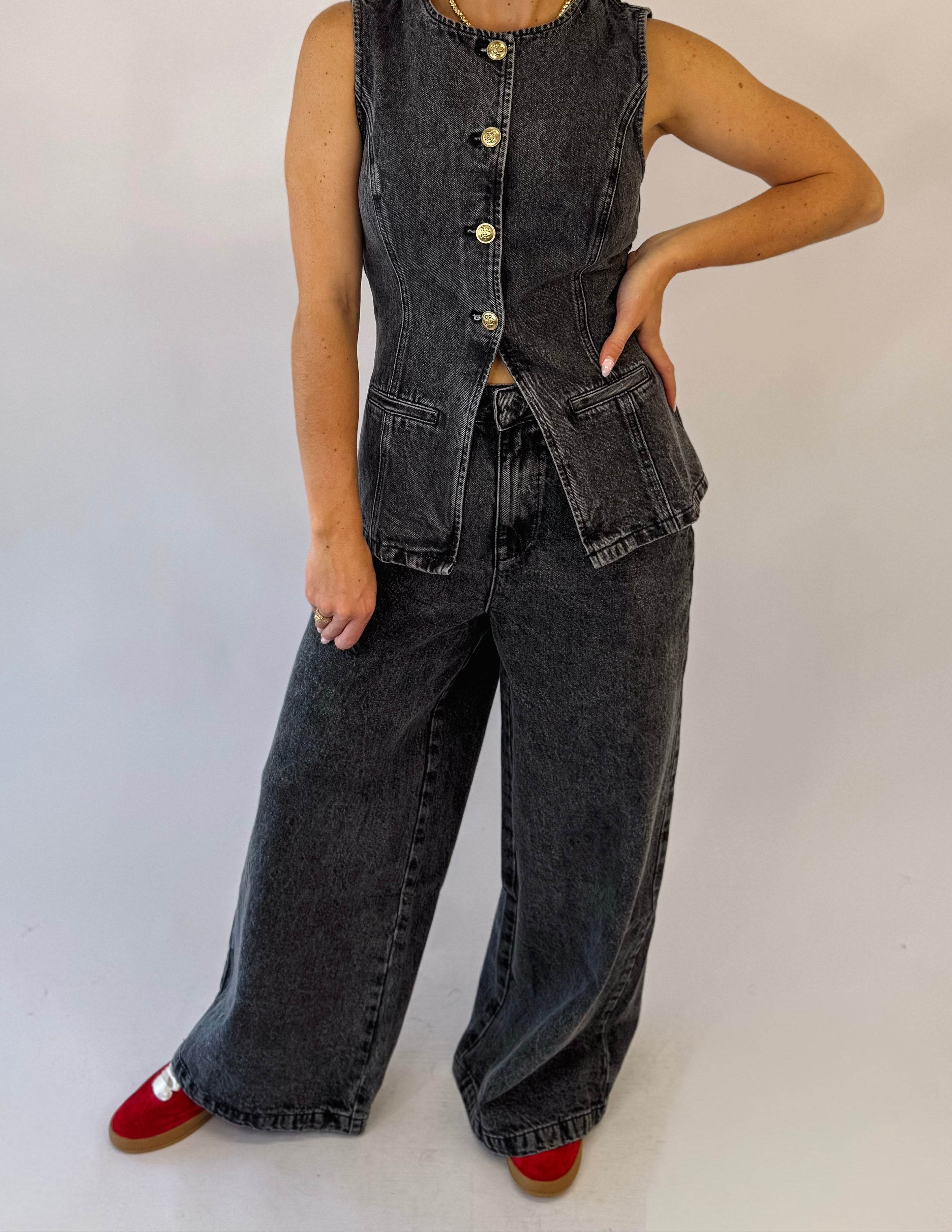 Cowboy Up Wide Leg Denim Pants