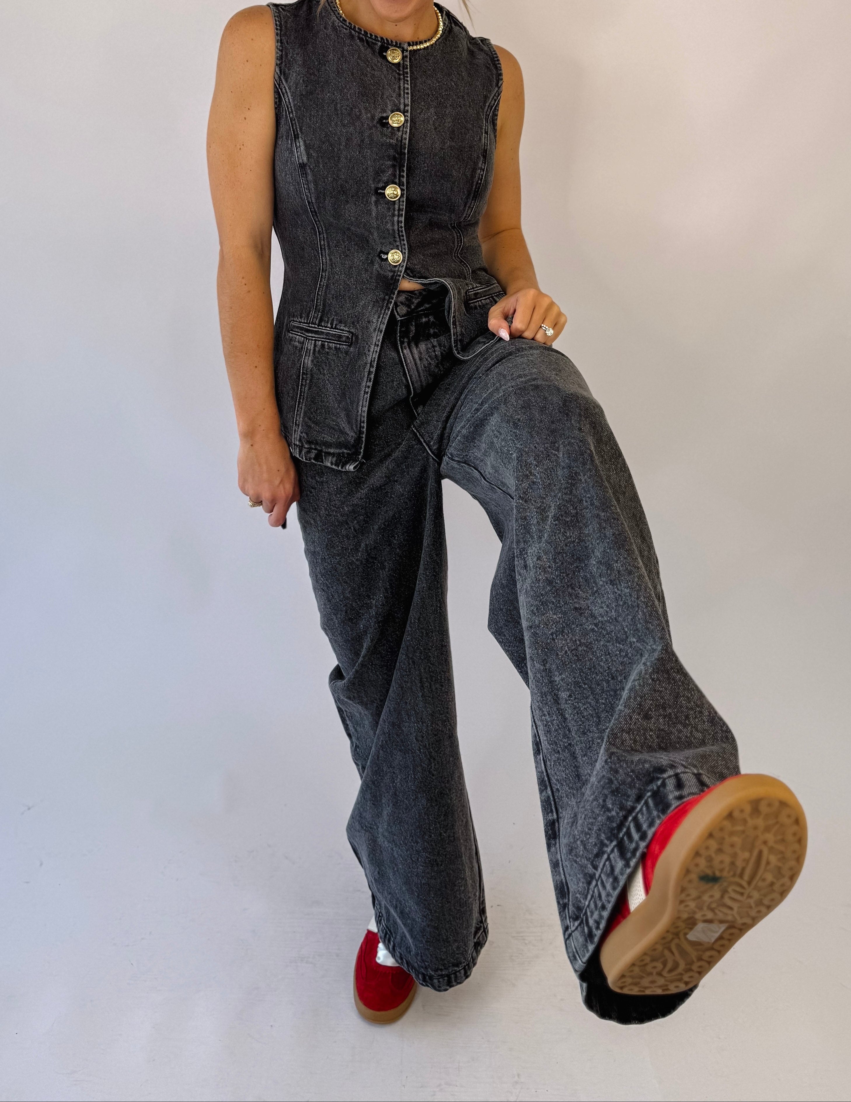 Cowboy Up Wide Leg Denim Pants