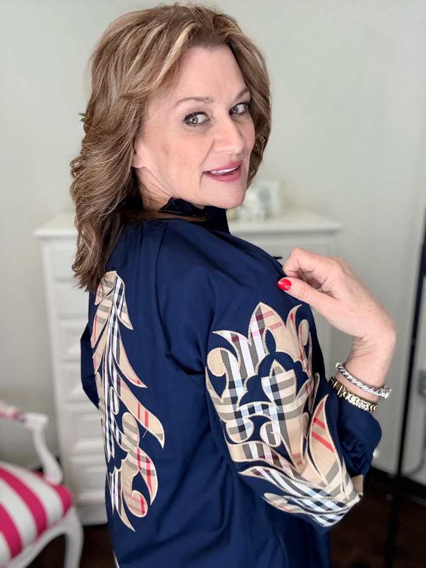 Timeless Baroque Blouse-Navy