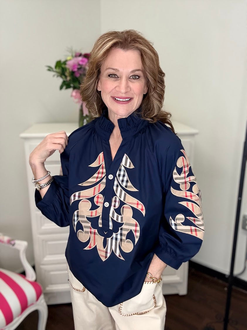 Timeless Baroque Blouse-Navy