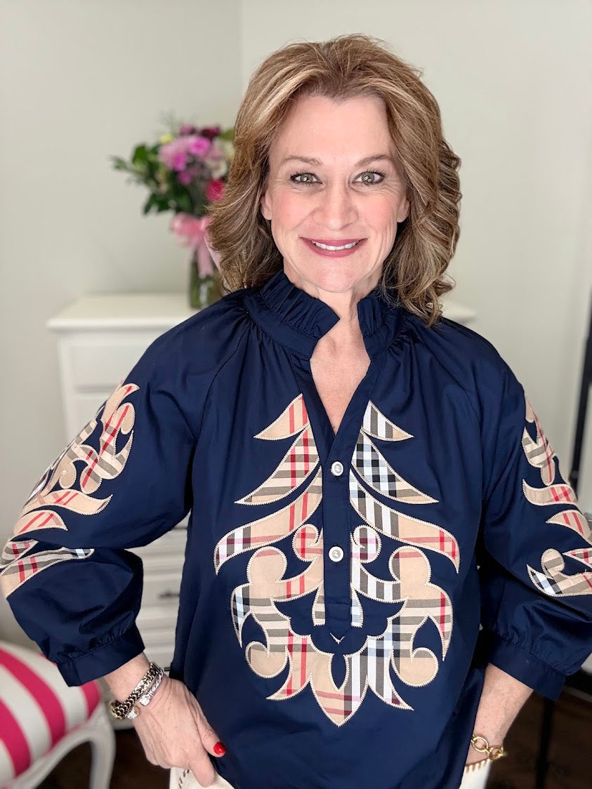Timeless Baroque Blouse-Navy