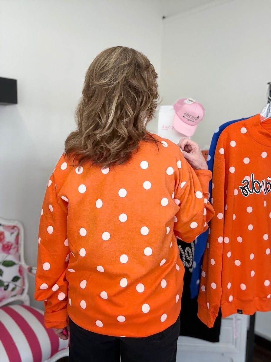 Hey Boo Polka Dot Sweatshirt- Orange