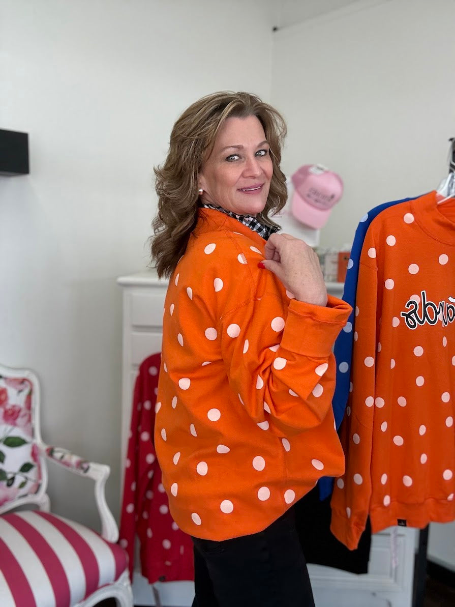 Hey Boo Polka Dot Sweatshirt- Orange