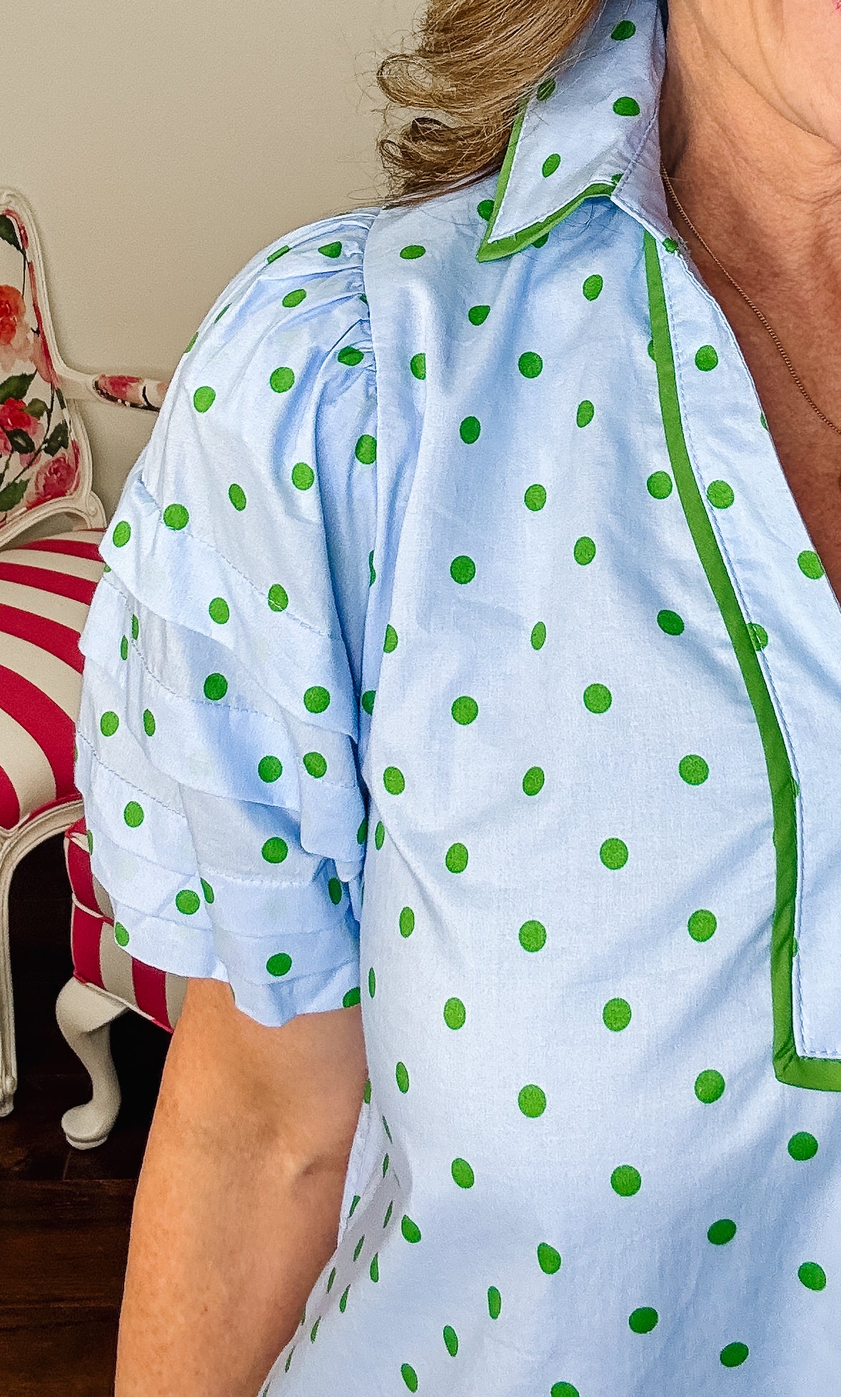 Melody Polka Dot Puff Sleeve Dress - Blue