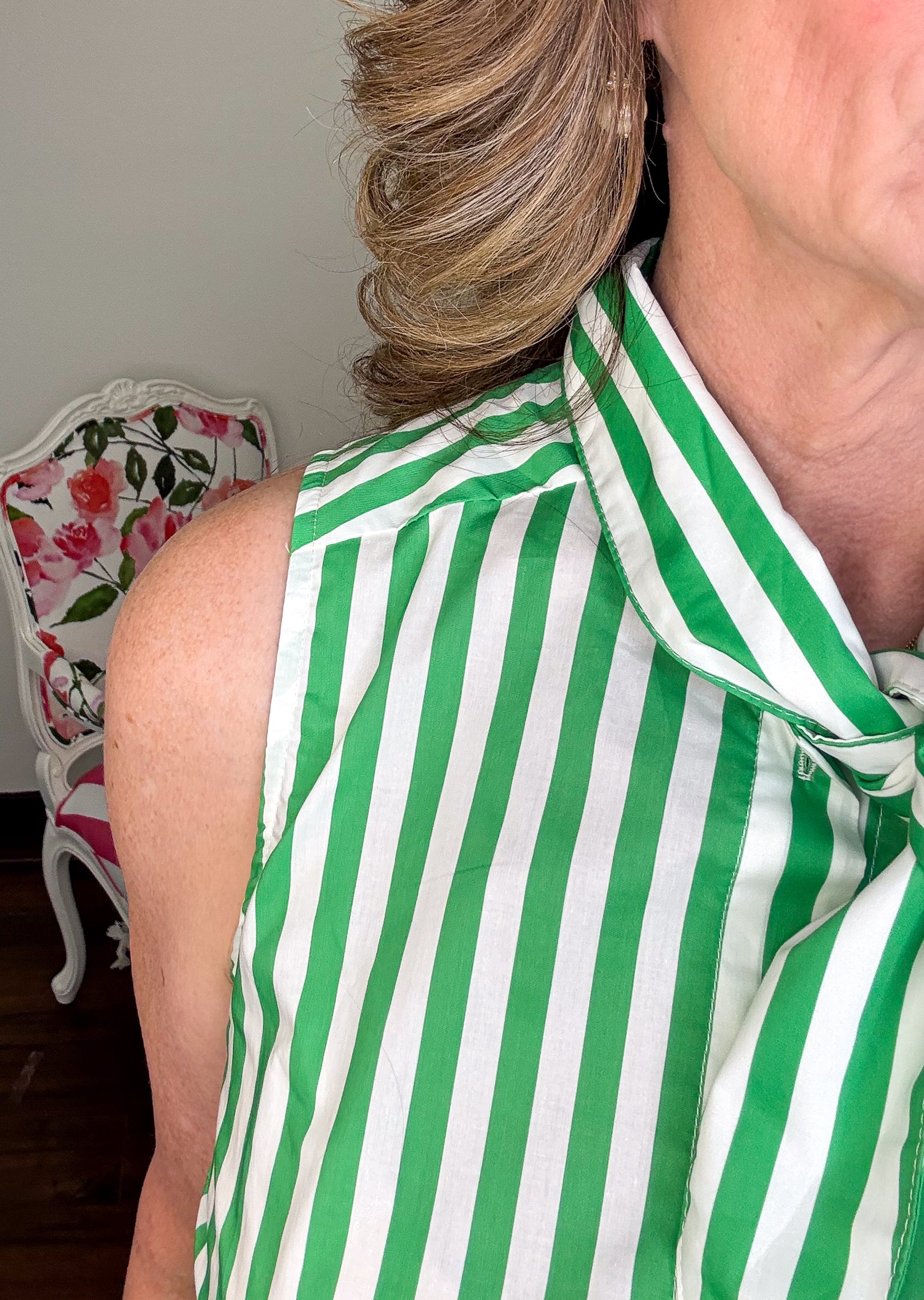 [Entro] Crisp Mint Stripe Top