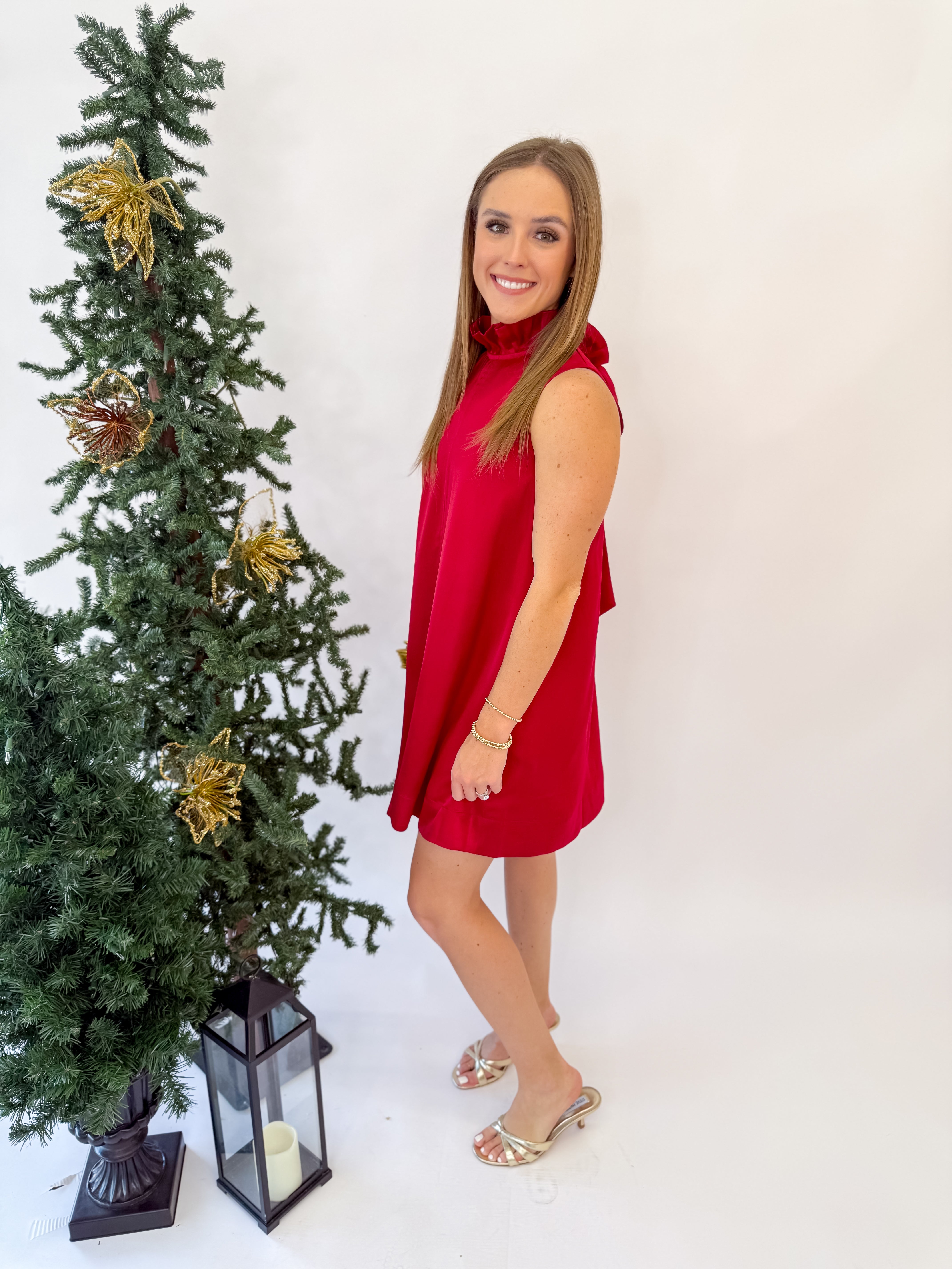 Ruby Glow Tie-Back Dress