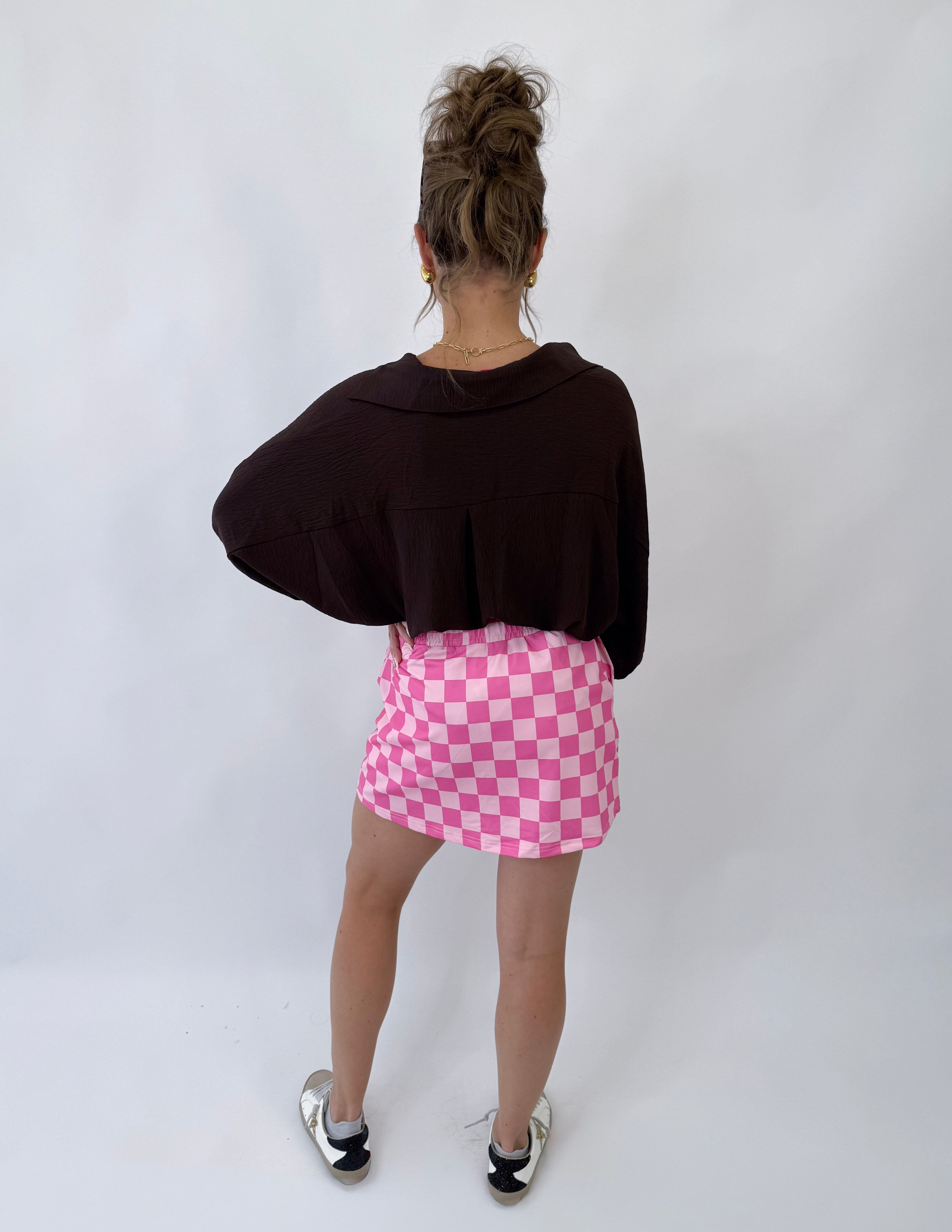 [Jess Lea] Checked Out Checkered Skort-Pink