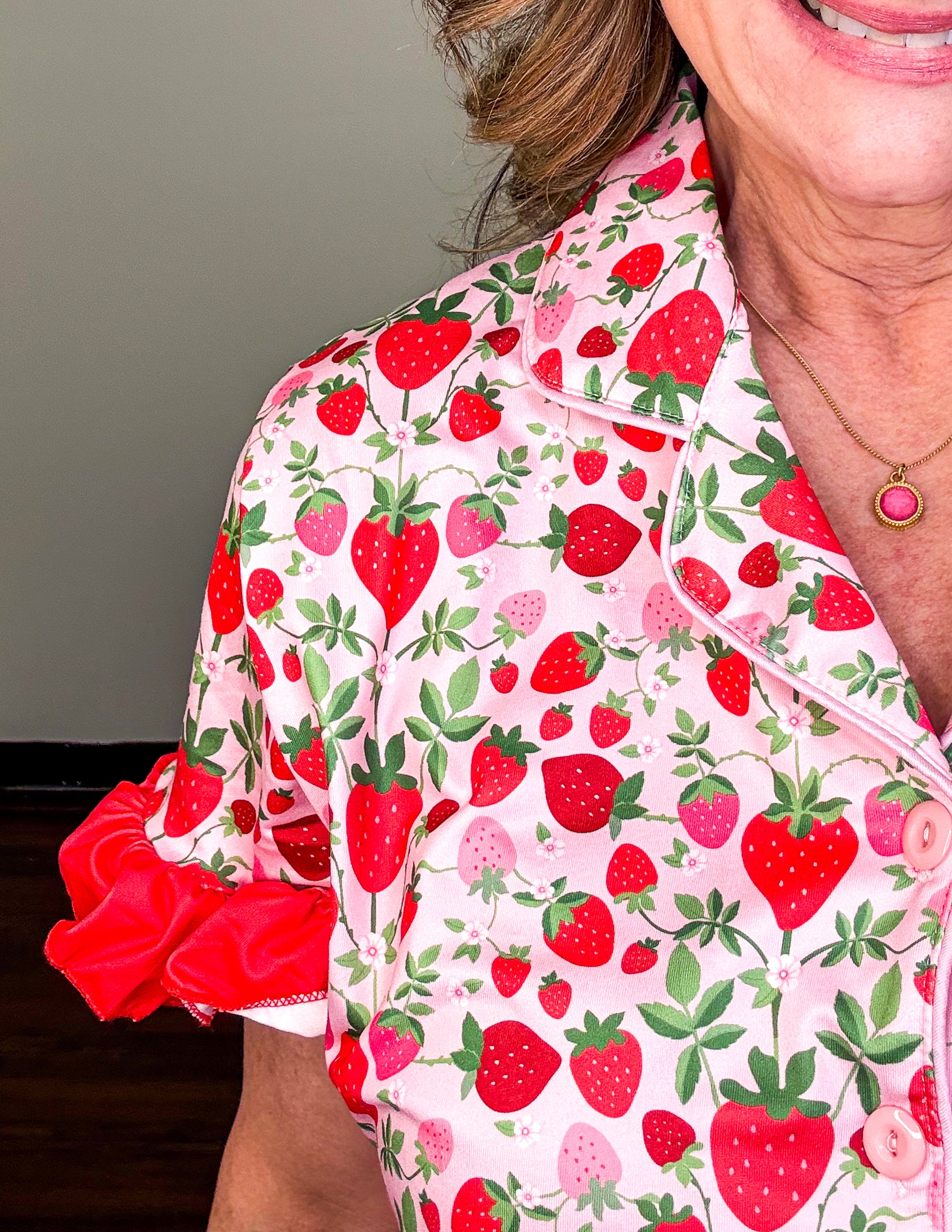 Slumber Party Pajama Short Set - Strawberry Fields