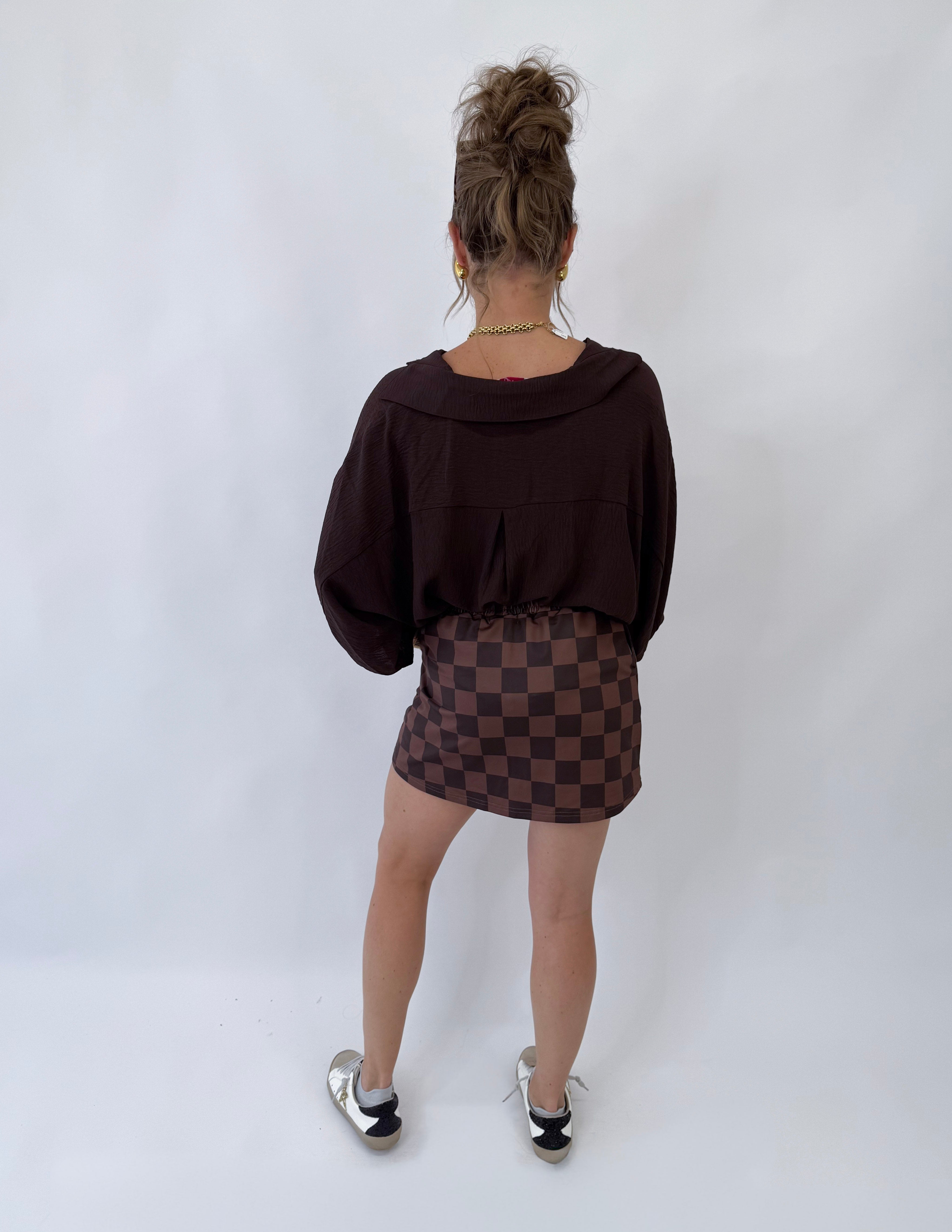 [Jess Lea] Checked Out Checkered Skort- Brown