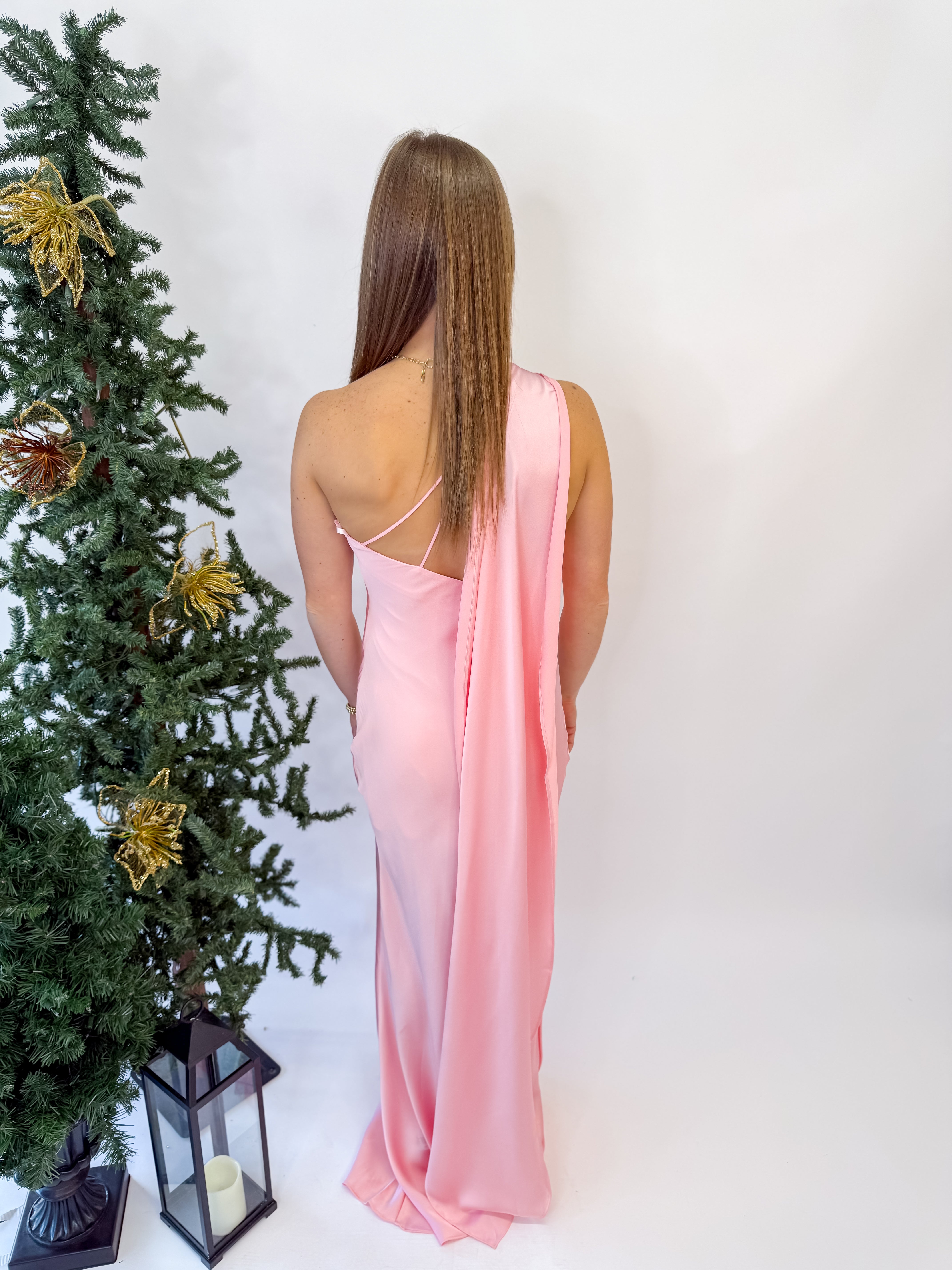 Ayse Long Scarf Dress- Pink