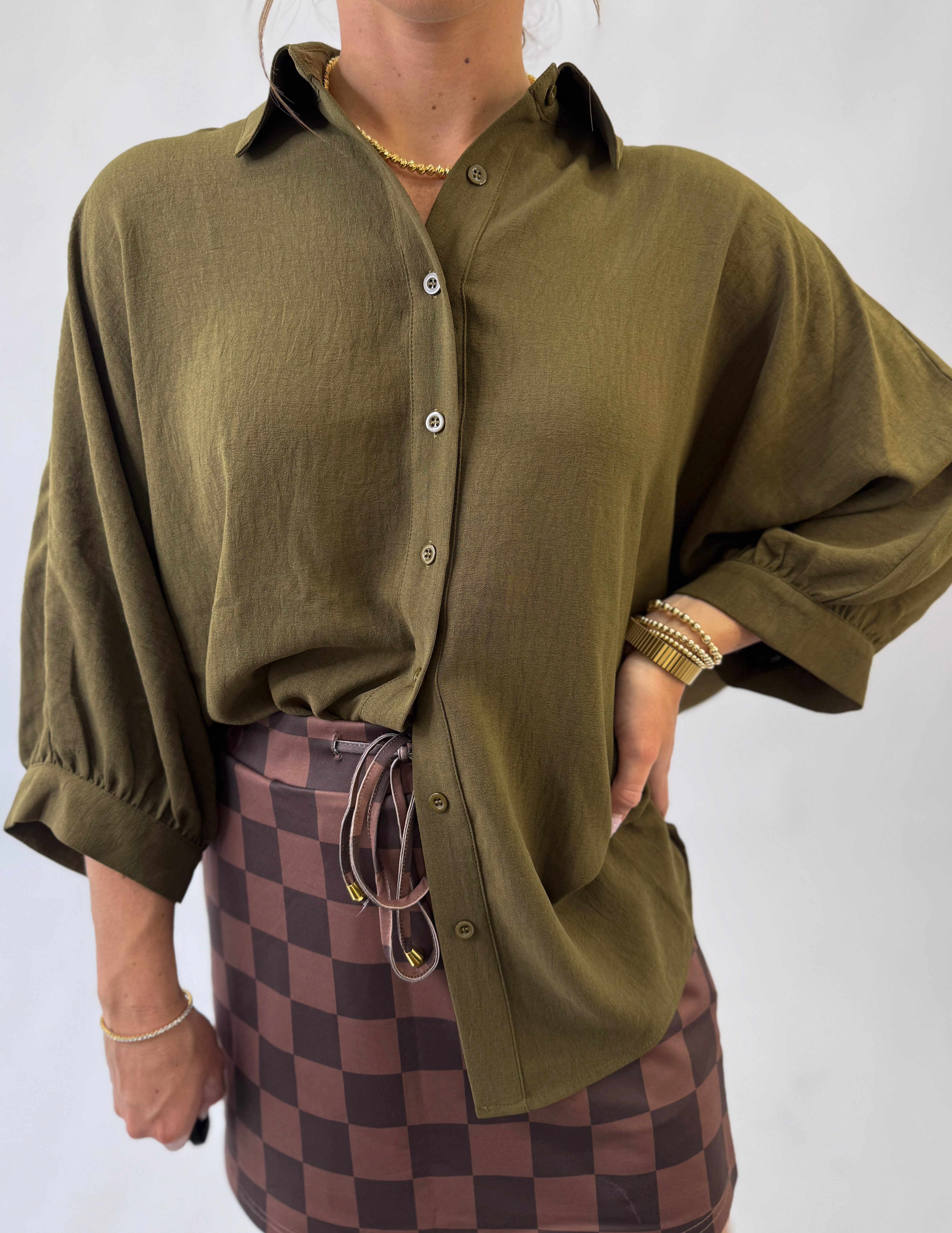 Jess Lea Sloan Button Up- Olive