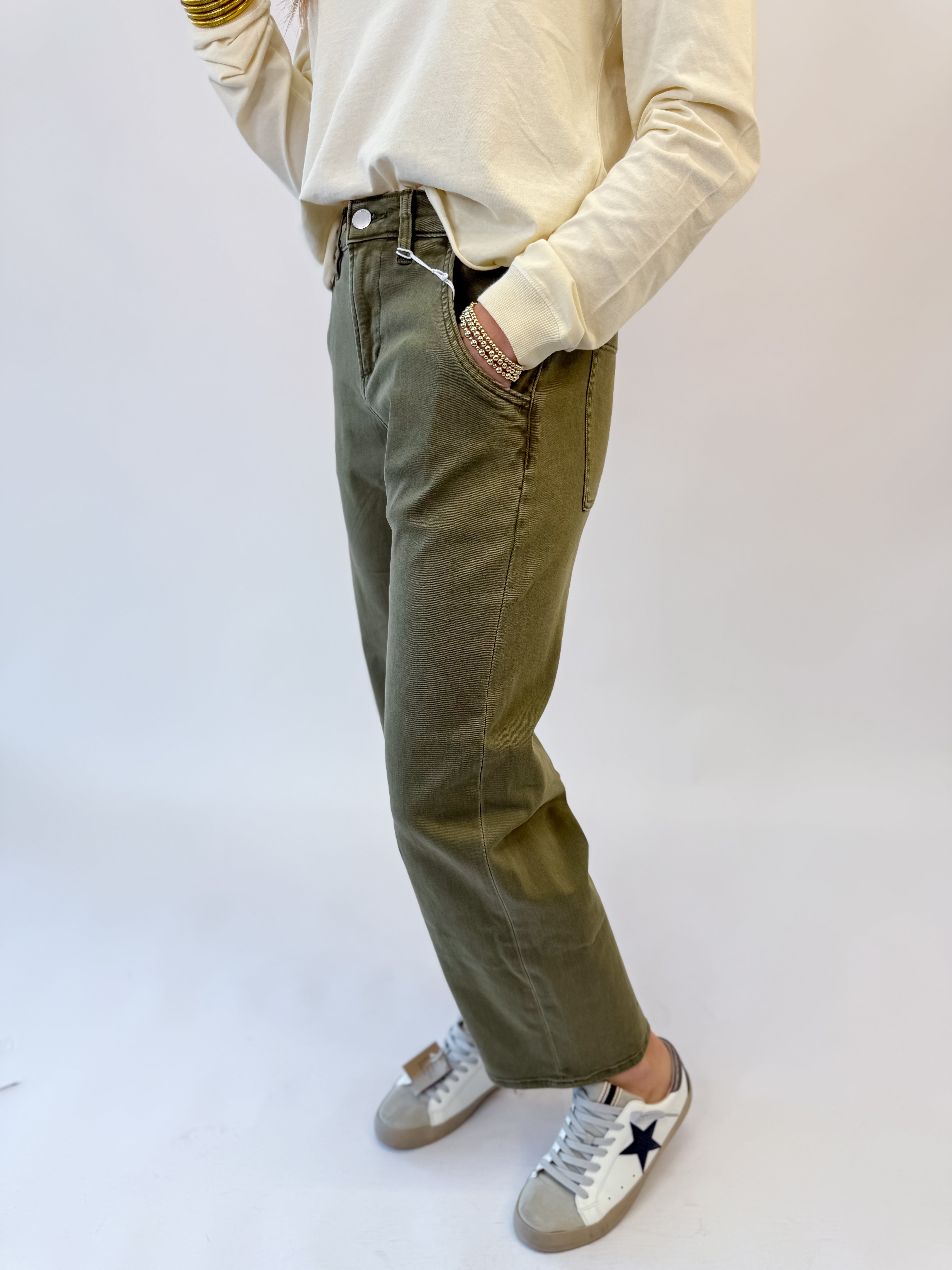 [Dear John] Lasso Barrel Fit Jean- Olive Branch