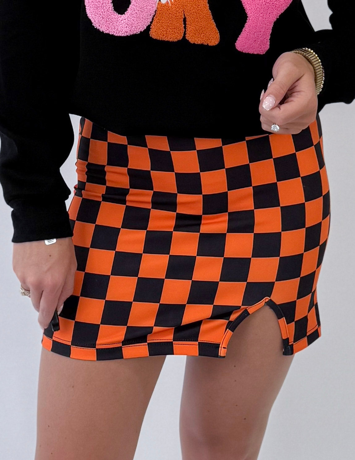 [Jess Lea] Orange and Black Printed Mini Skirt