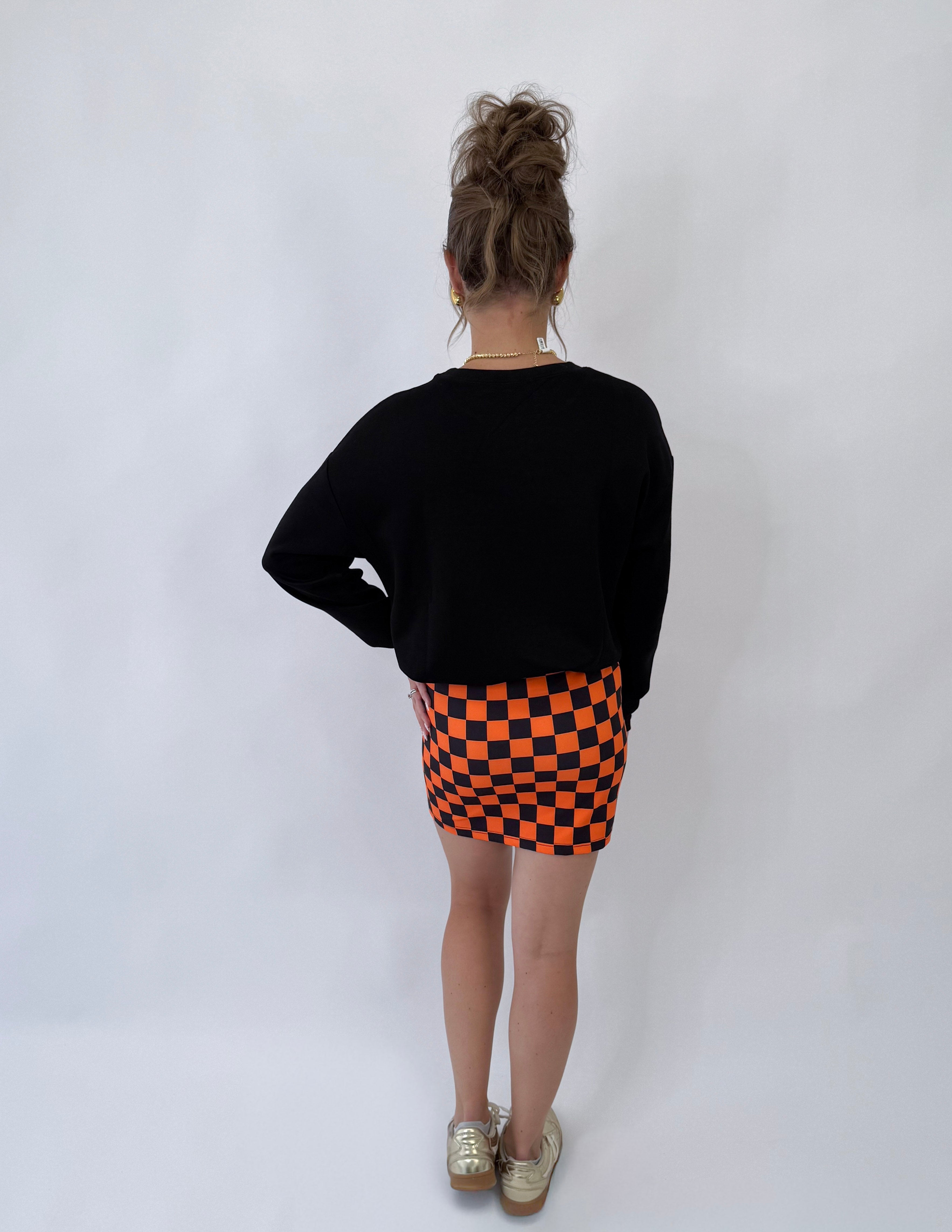 [Jess Lea] Orange and Black Printed Mini Skirt