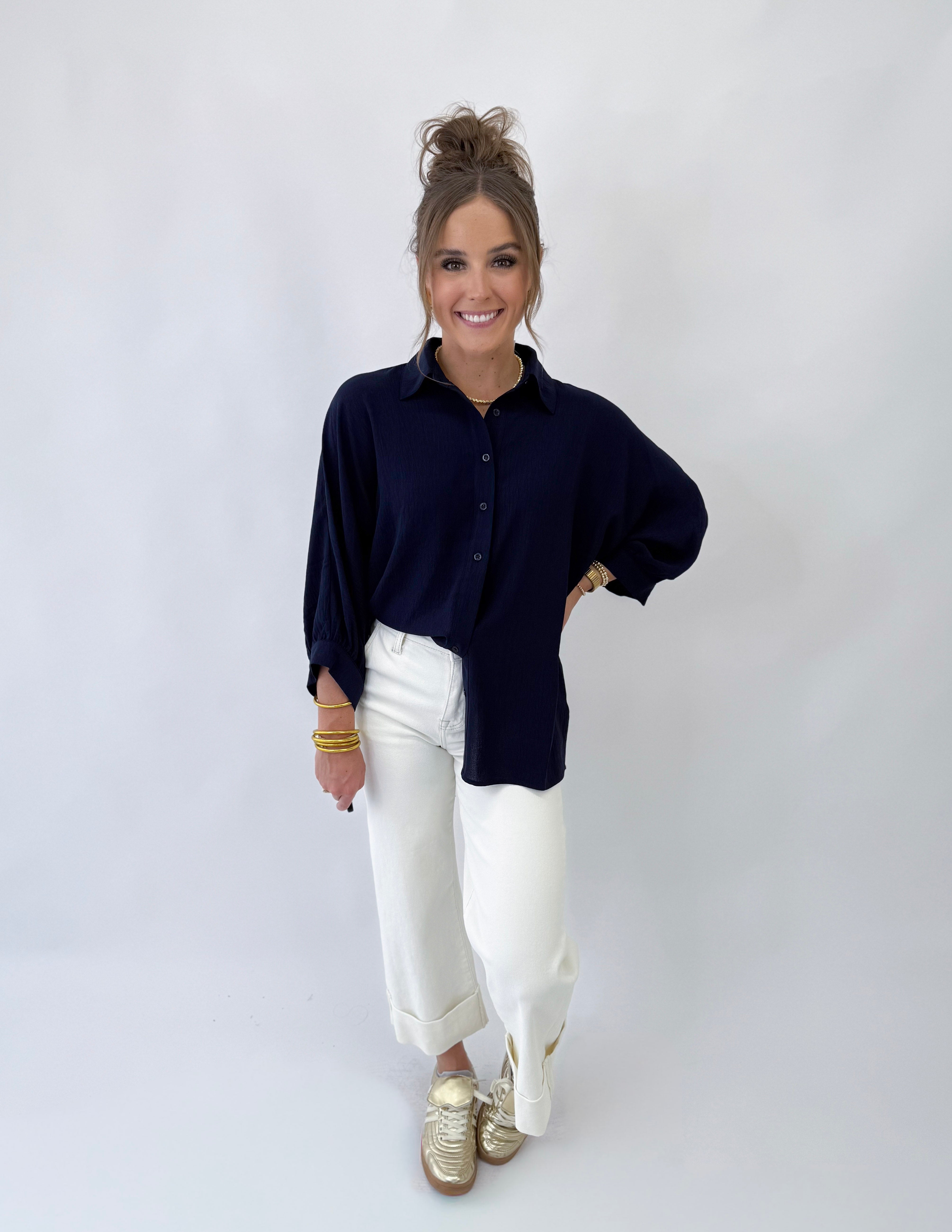 Jess Lea Sloan Button Up- Navy