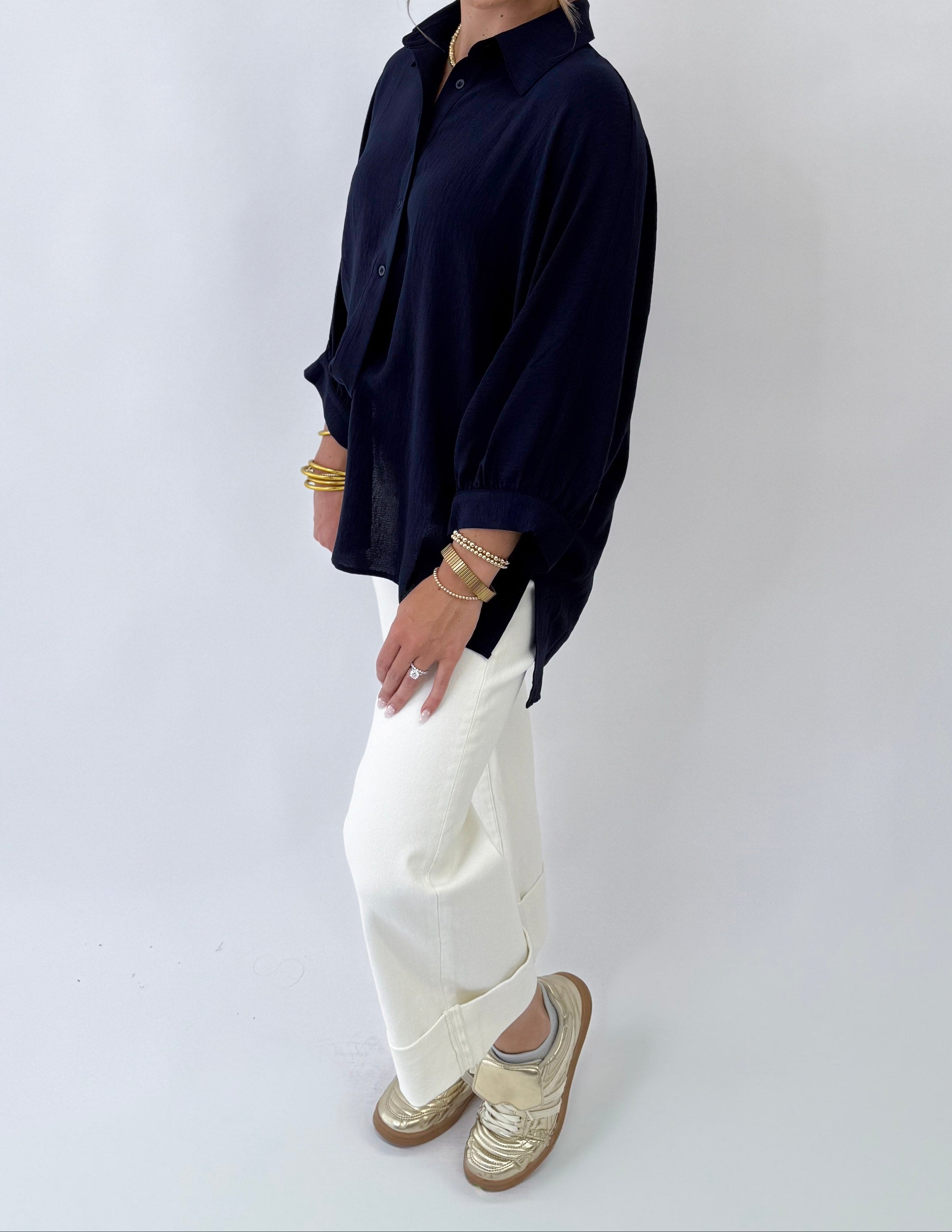 Jess Lea Sloan Button Up- Navy