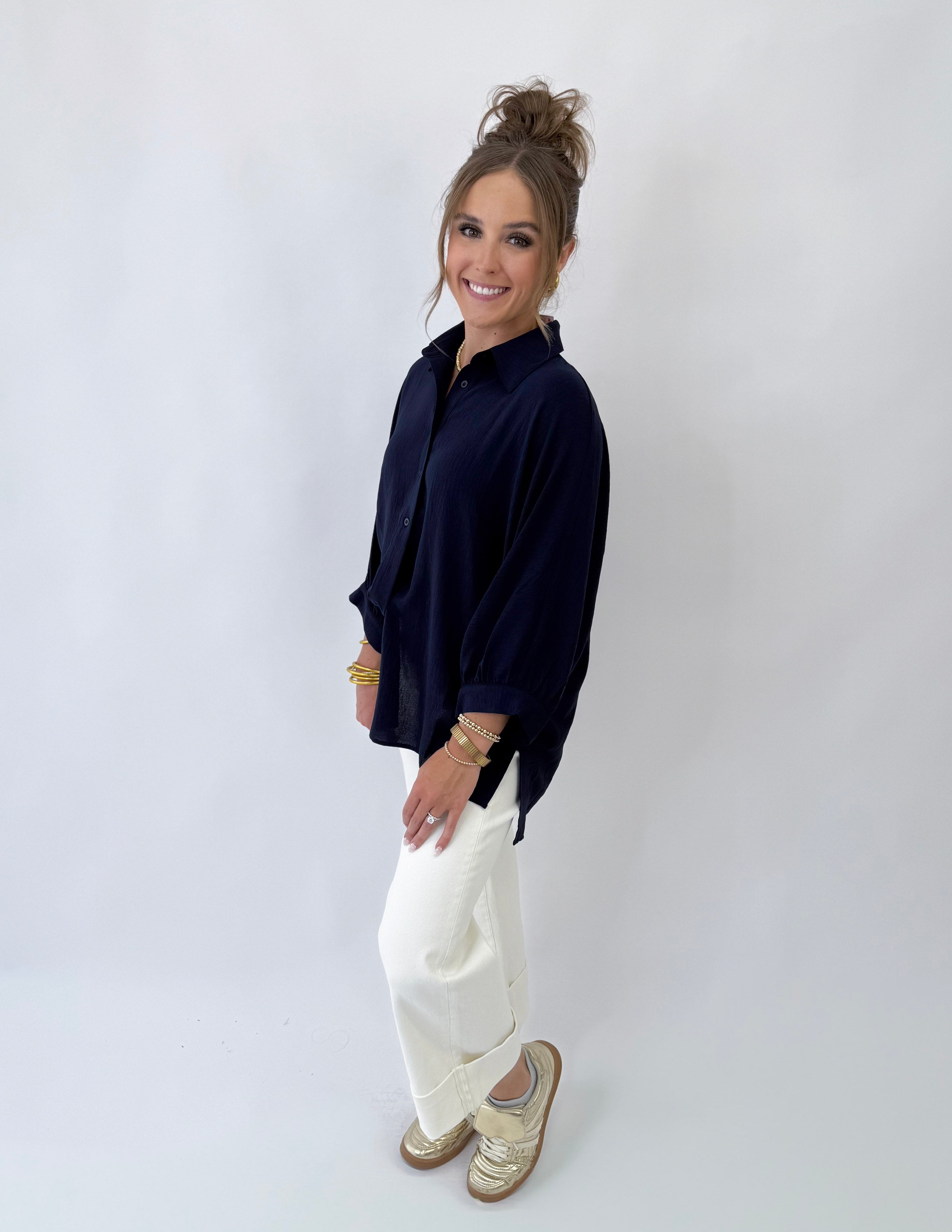 Jess Lea Sloan Button Up- Navy